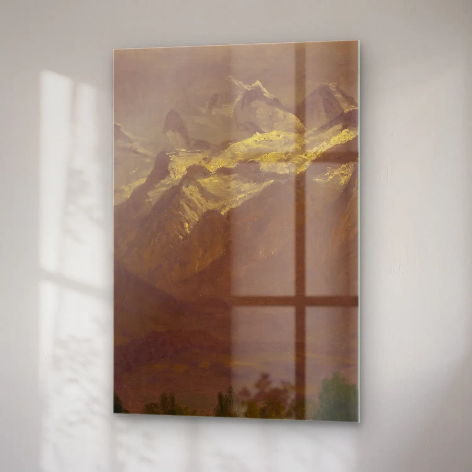 Albert Bierstadt – In the High Mountains – Bej Tonlar cam tablo — sağ açıdan görünüm