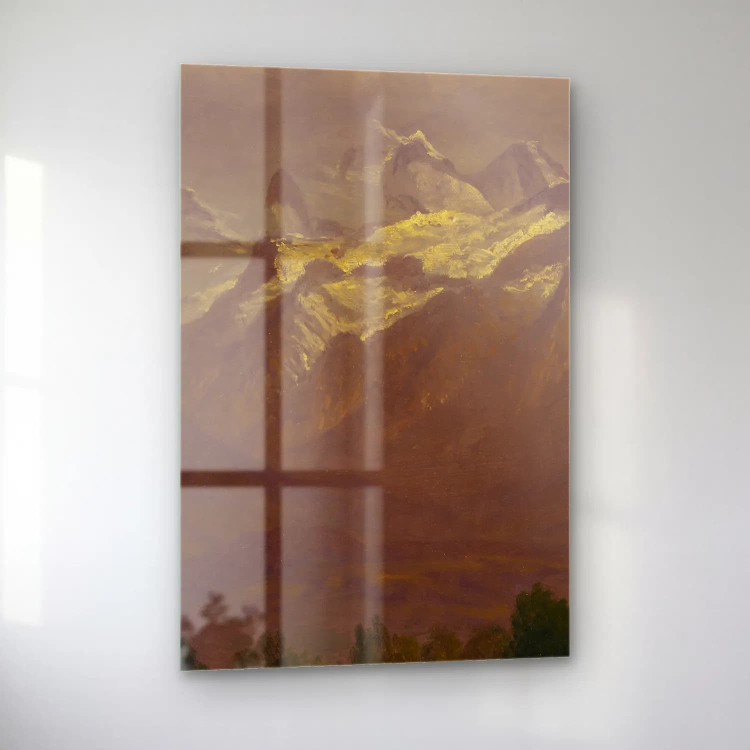 Albert Bierstadt – In the High Mountains – Bej Tonlar cam tablo — sol açıdan görünüm