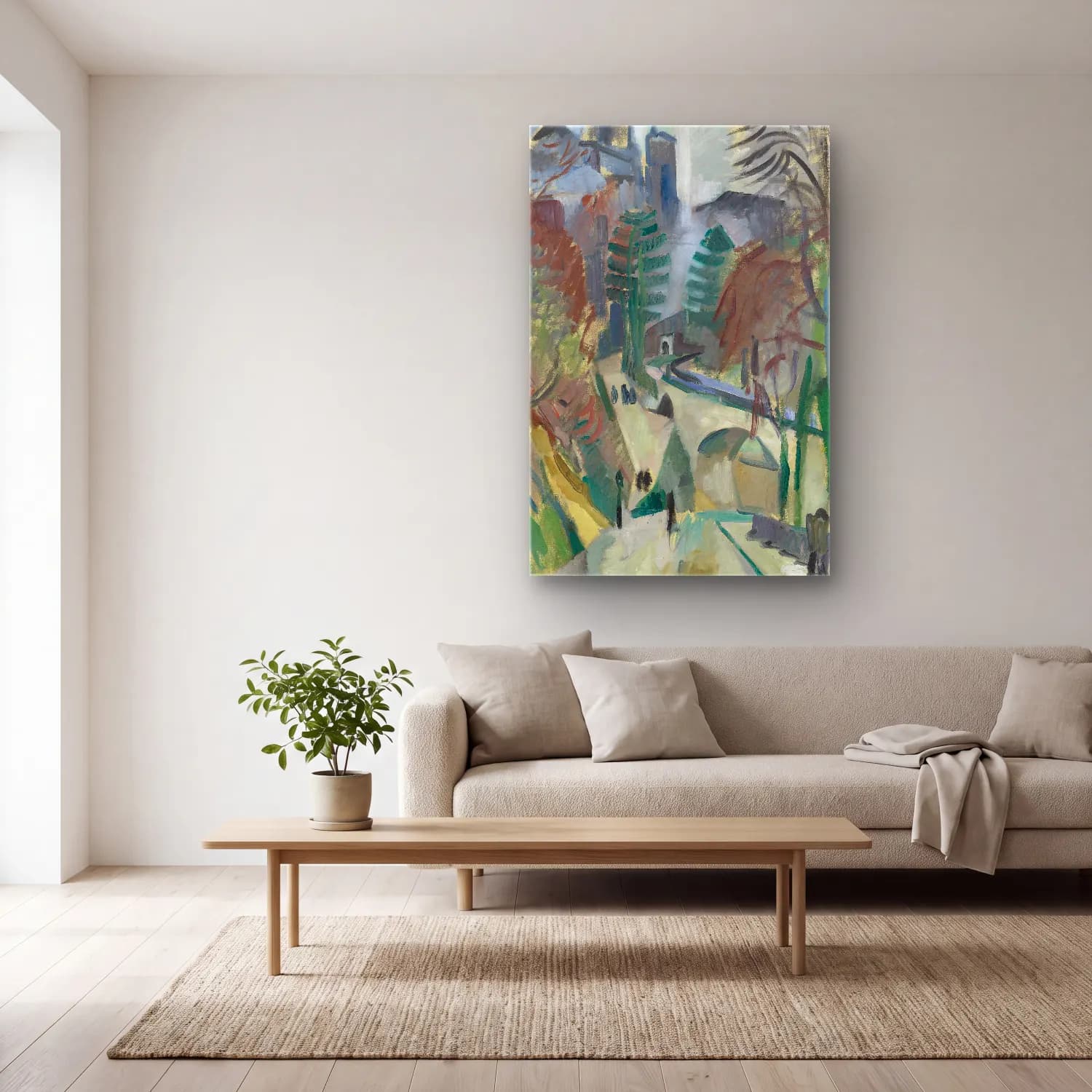 Robert Delaunay – Paysage De Laon cam tablo — açık renk salonda