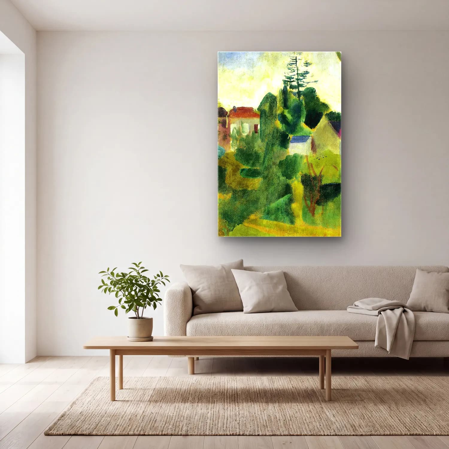 Robert Delaunay – Paysage Inachevé cam tablo — açık renk salonda