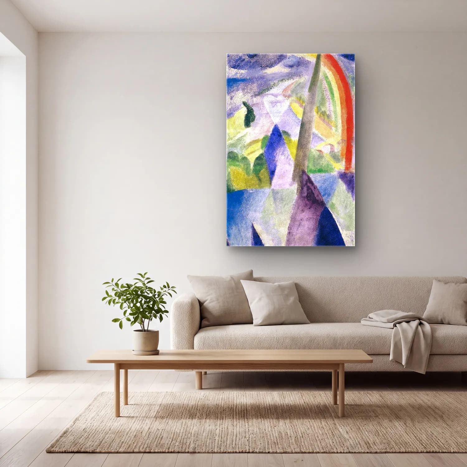 Robert Delaunay – The Spire of Notre-Dame (View of Paris, Notre-Dame) cam tablo — açık renk salonda