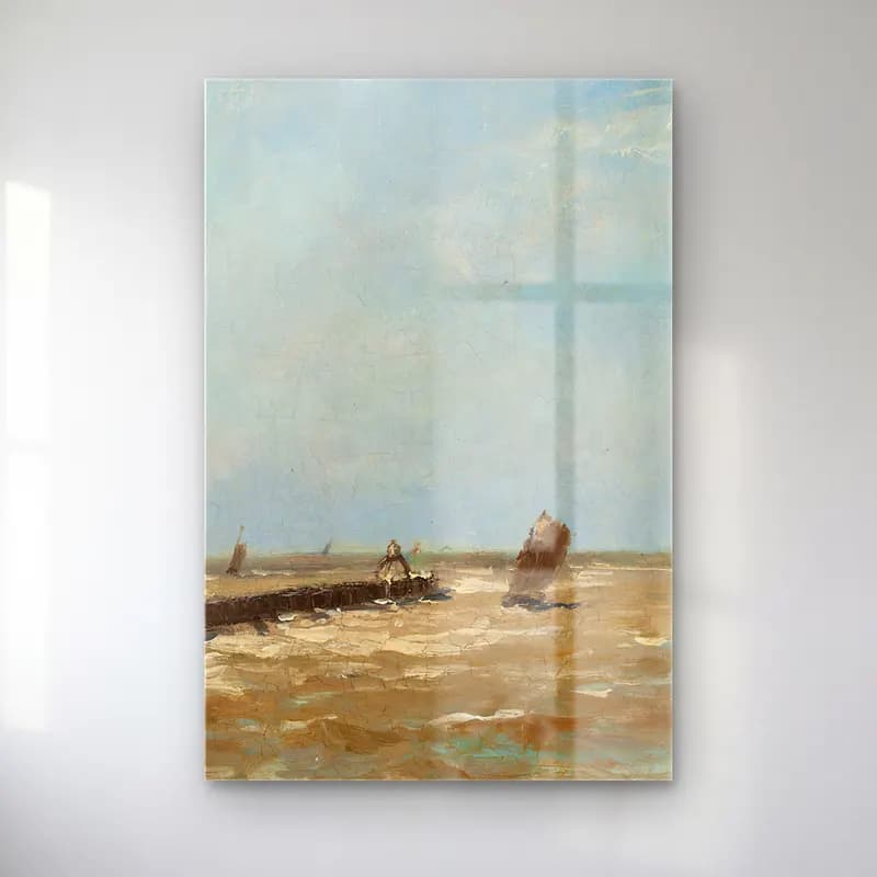Alfred William Finch – A Belgian harbour – Bej Tonlar cam tablo — Alfred William Finch – A Belgian harbour – Bej Tonlar — empresyonist liman ve tekneler
