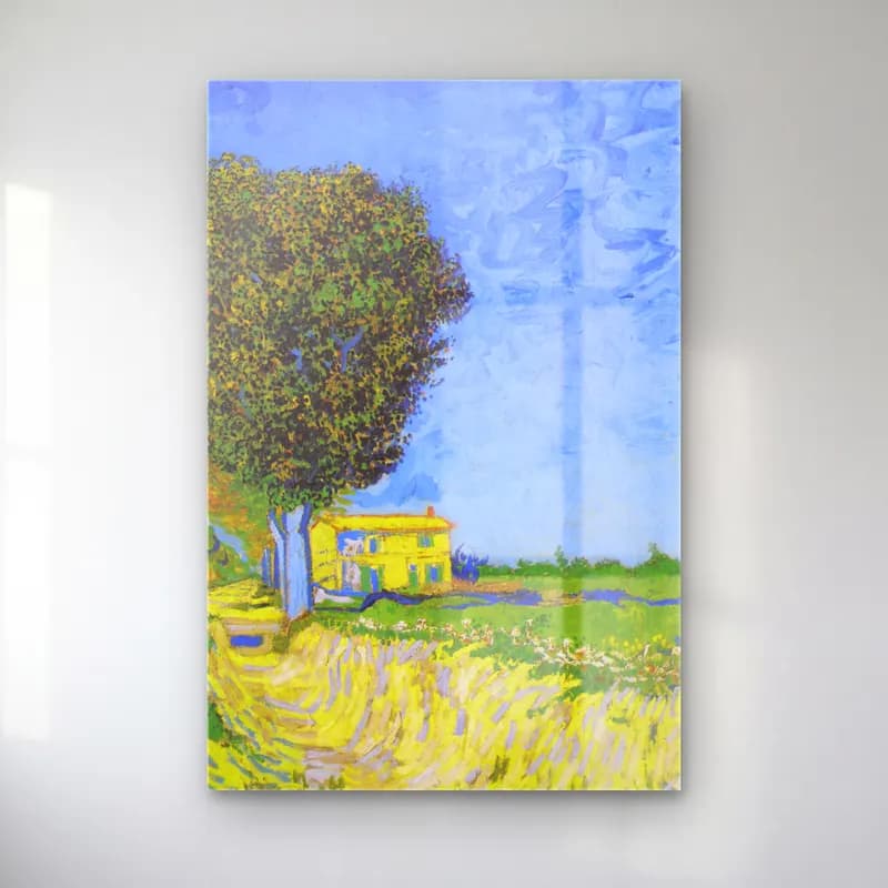 Vincent van Gogh – Avenue at Arles with houses cam tablo — Vincent van Gogh – Avenue at Arles with houses — empresyonist kır evi