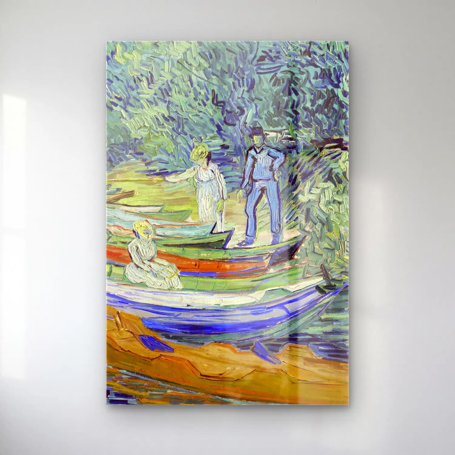 Vincent van Gogh – Bank of the Oise at Auvers cam tablo — Vincent van Gogh – Bank of the Oise at Auvers — empresyonist liman ve tekneler