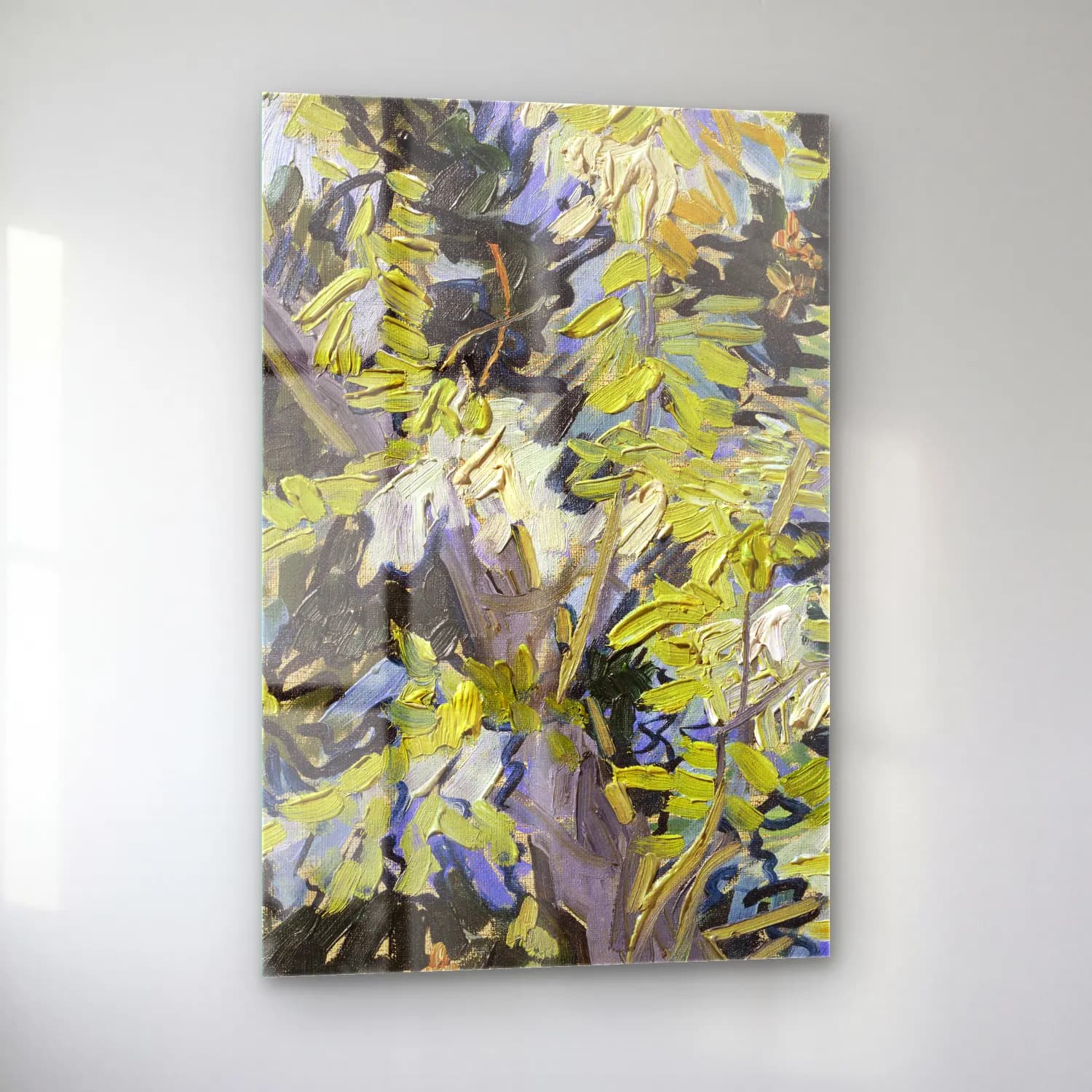 Vincent van Gogh – Blossoming Acacia Branches cam tablo — sol açıdan görünüm