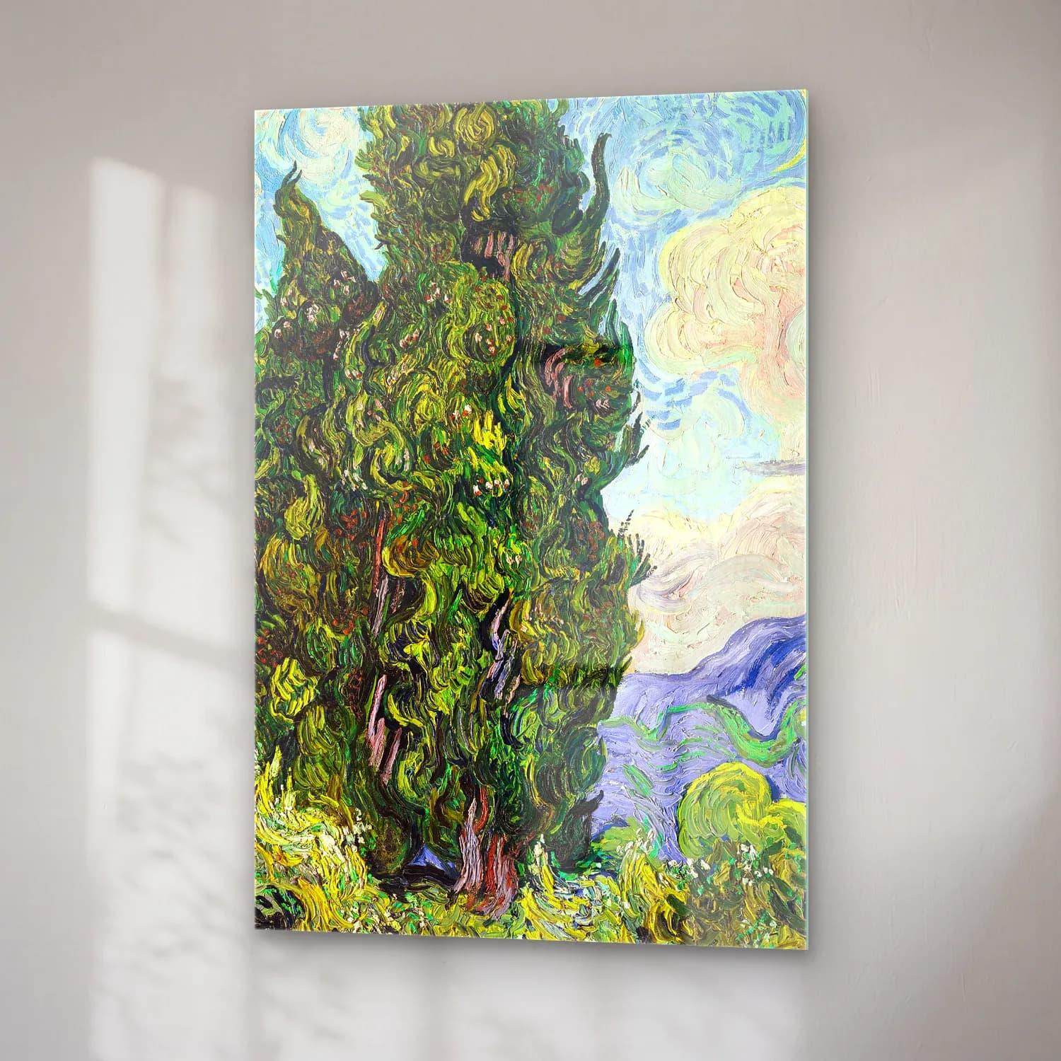 Vincent van Gogh – Cypresses cam tablo — sağ açıdan görünüm