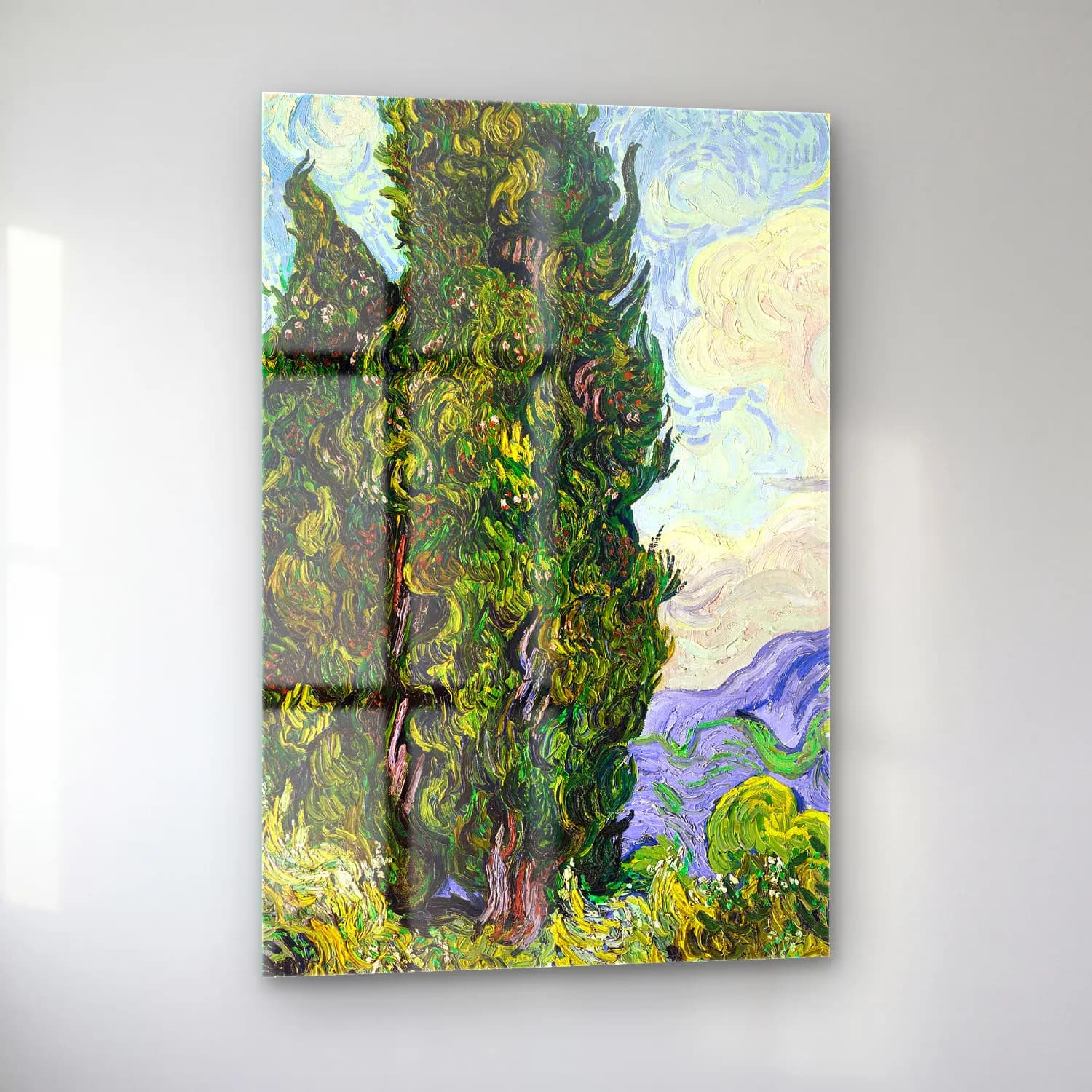 Vincent van Gogh – Cypresses cam tablo — sol açıdan görünüm