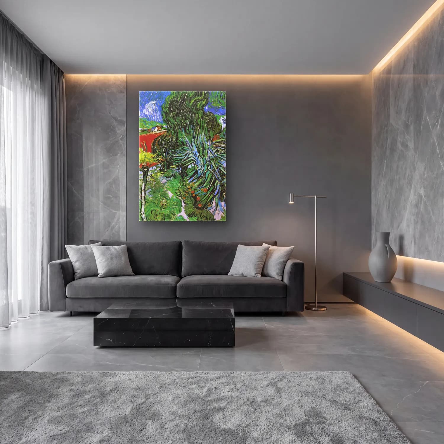 Vincent van Gogh – Doctor Gachet s Garden in Auvers cam tablo — lüks salon duvarında