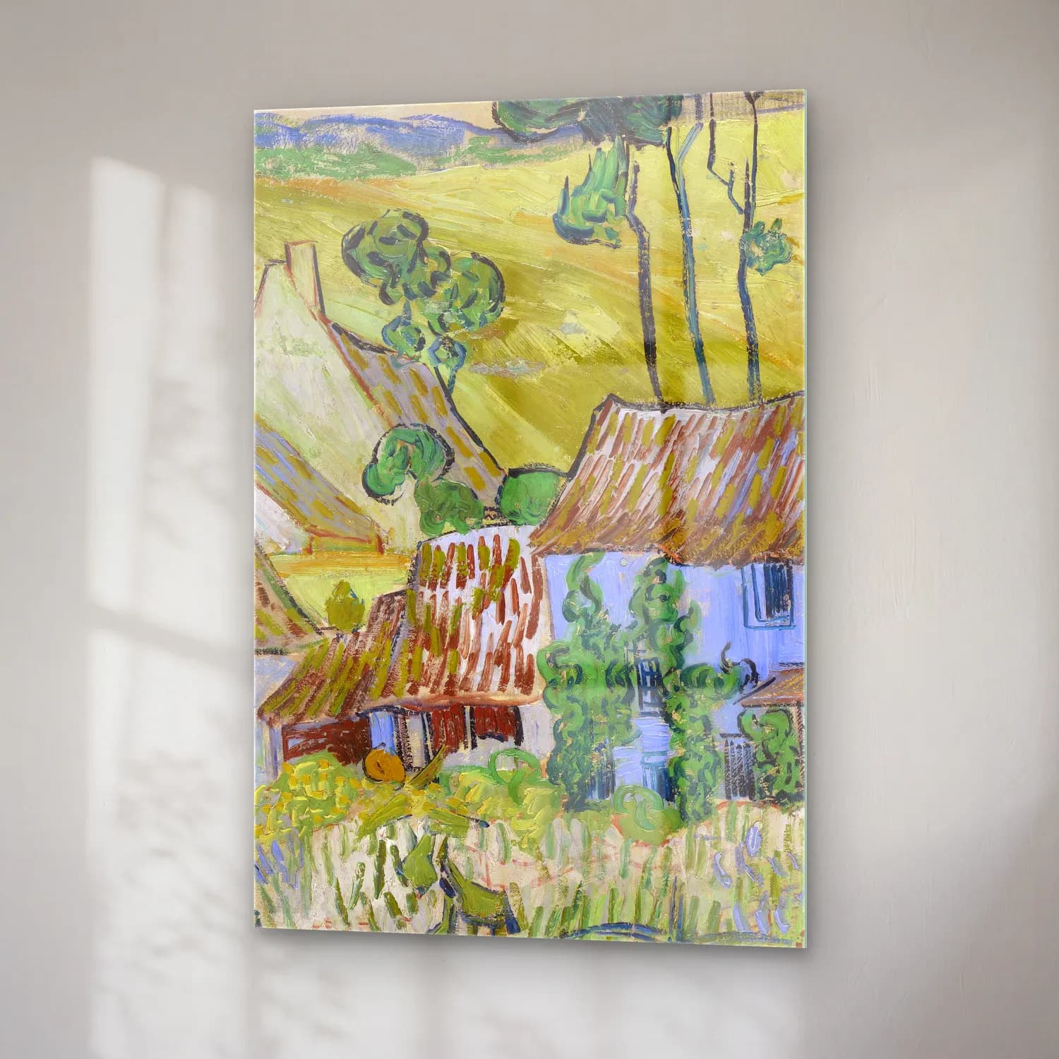 Vincent van Gogh – Farms near Auvers cam tablo — sağ açıdan görünüm