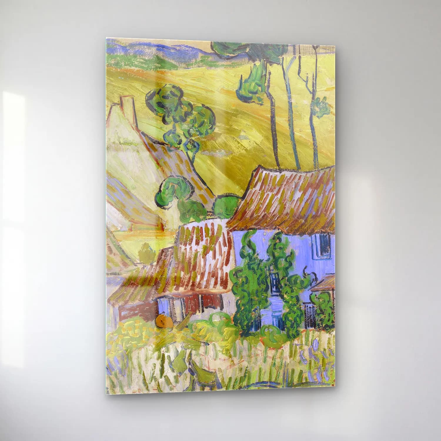 Vincent van Gogh – Farms near Auvers cam tablo — sol açıdan görünüm