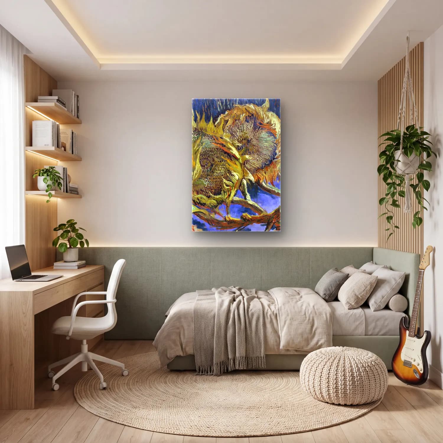 Vincent van Gogh – Four Withered Sunflowers cam tablo — genç odasında