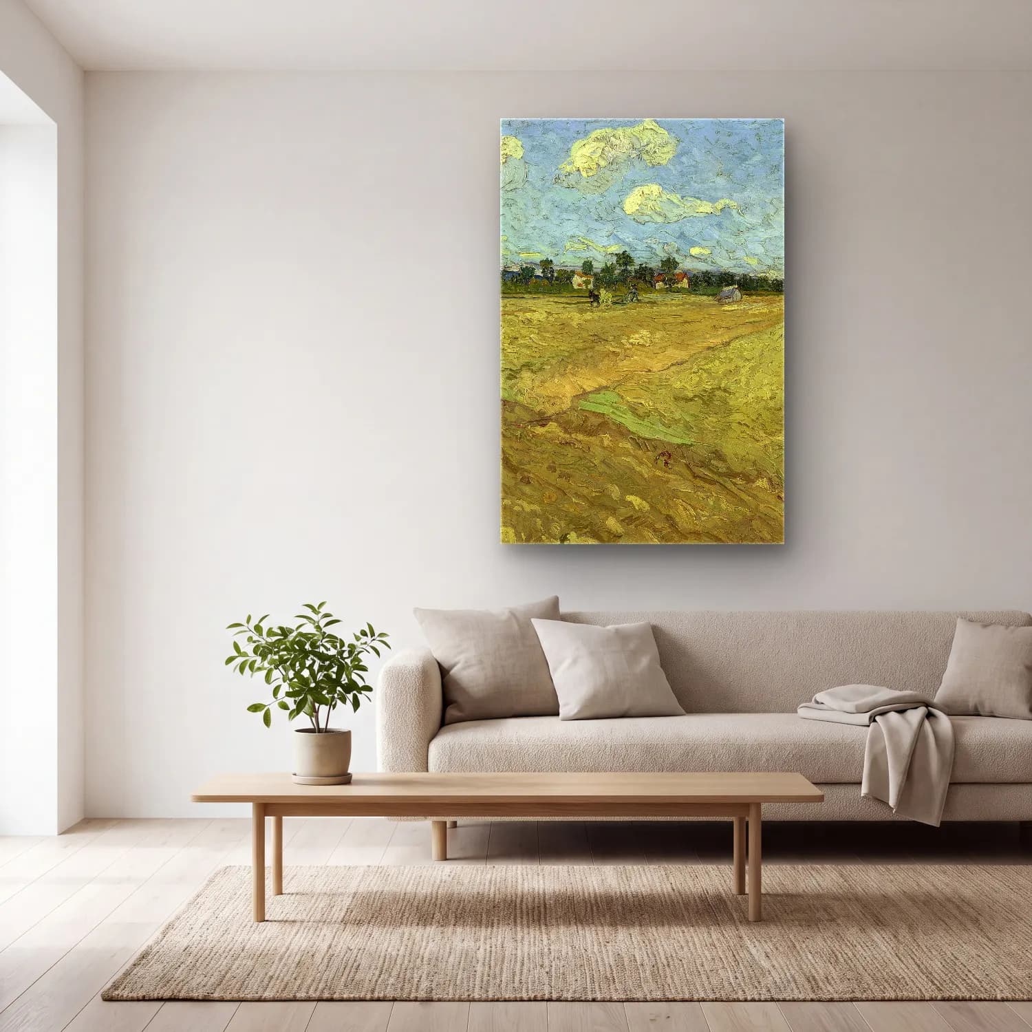 Vincent van Gogh – Geploegde akkers ( De voren ) cam tablo — açık renk salonda