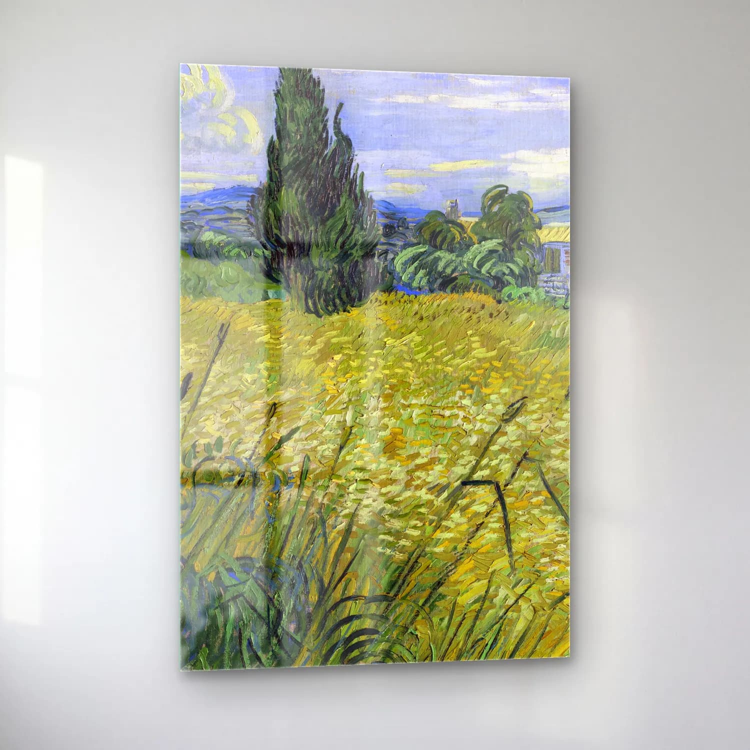 Vincent van Gogh – Green Wheat Field with Cypress cam tablo — sol açıdan görünüm