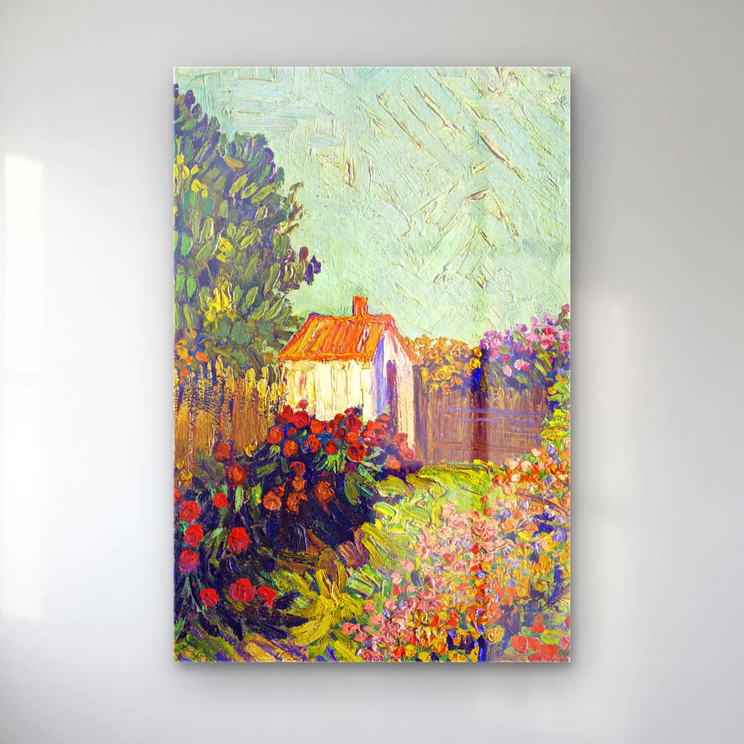 Vincent van Gogh – Landscape cam tablo — Vincent van Gogh – Landscape — empresyonist bahçeli kulübe