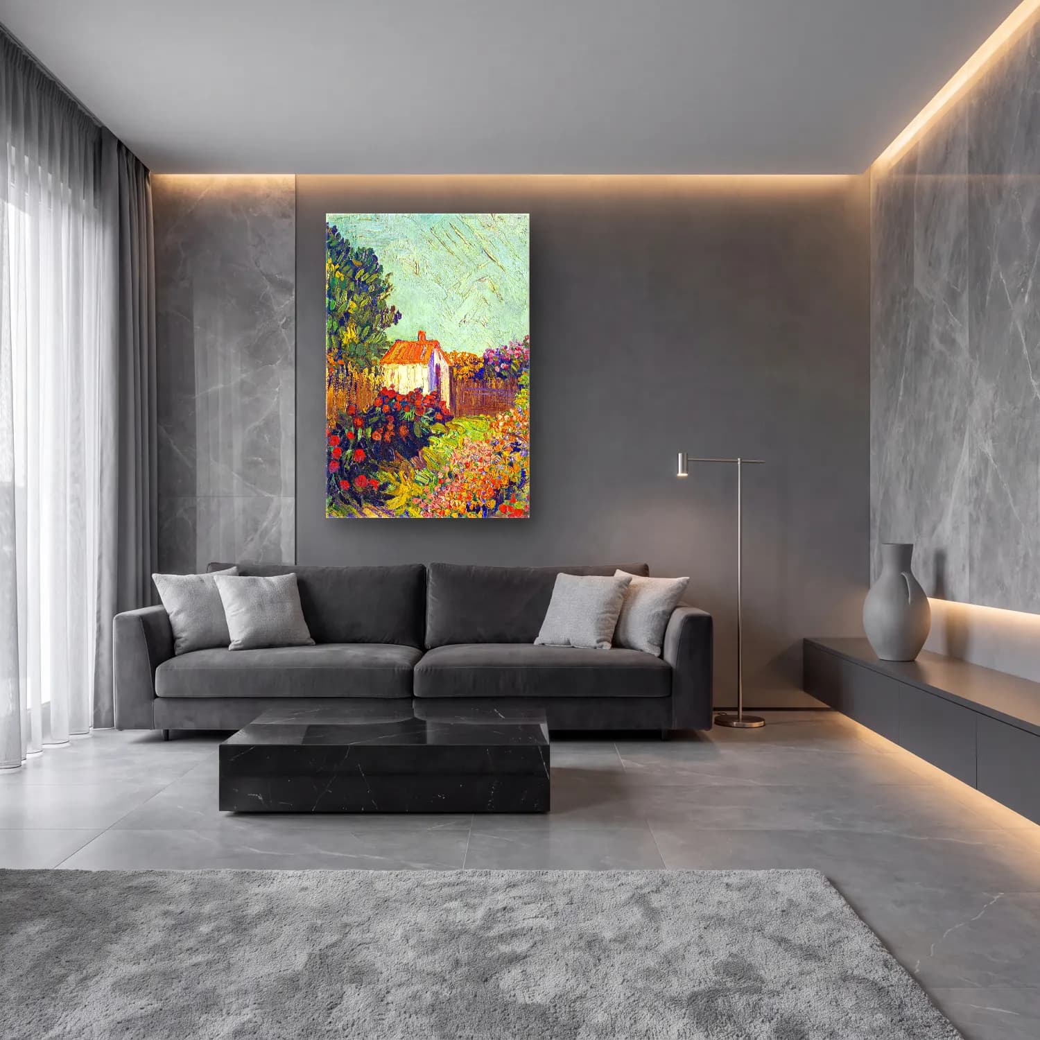 Vincent van Gogh – Landscape cam tablo — lüks salon duvarında