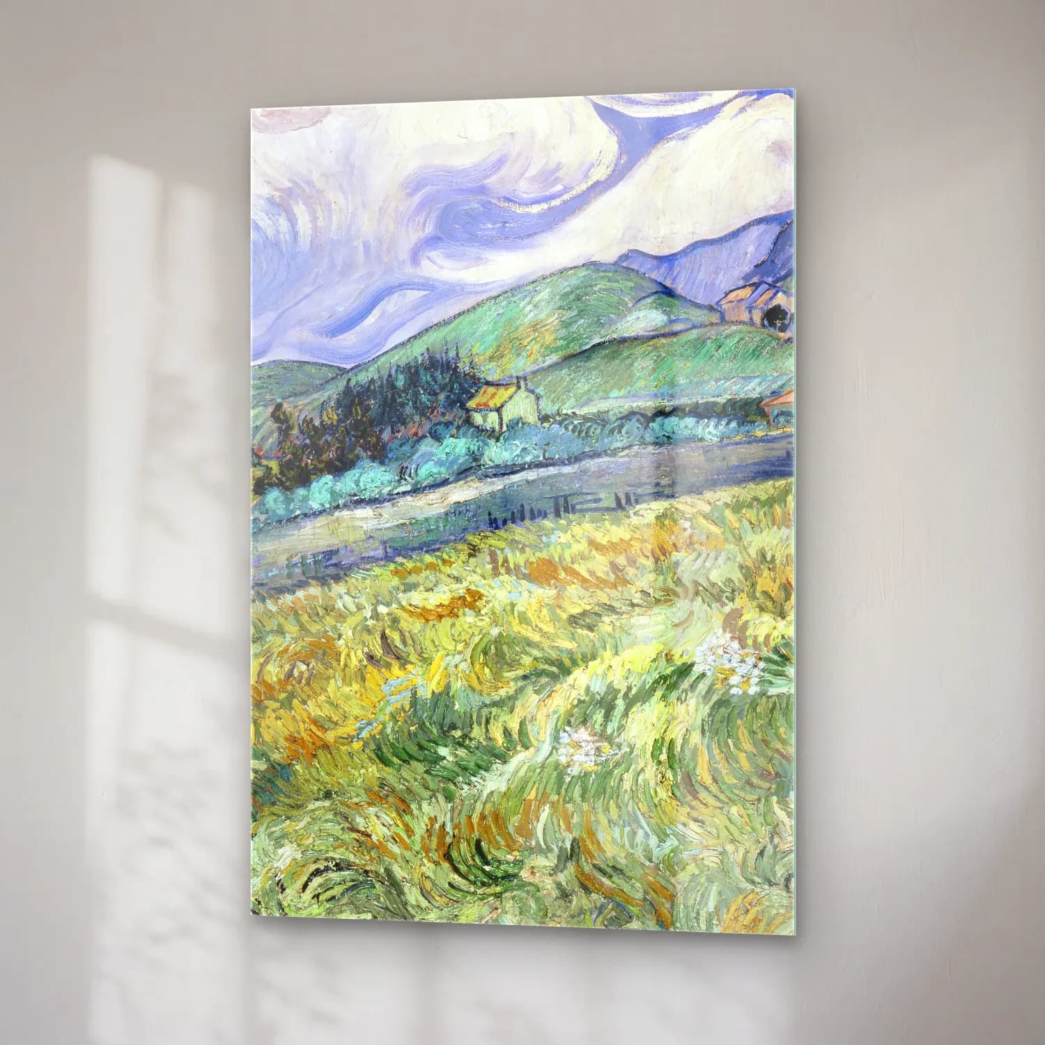 Vincent van Gogh – Landscape from Saint-Rémy cam tablo — sağ açıdan görünüm