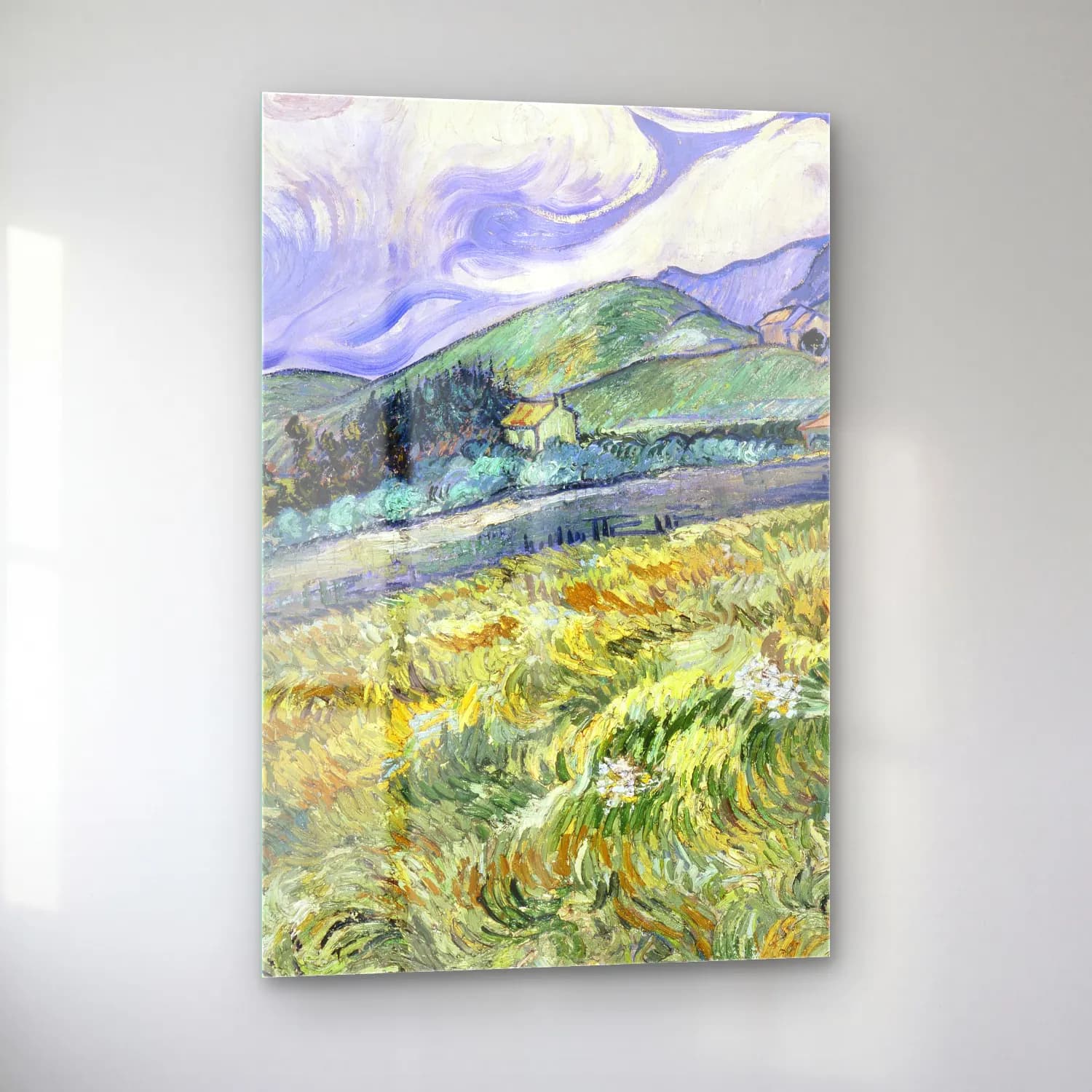 Vincent van Gogh – Landscape from Saint-Rémy cam tablo — sol açıdan görünüm