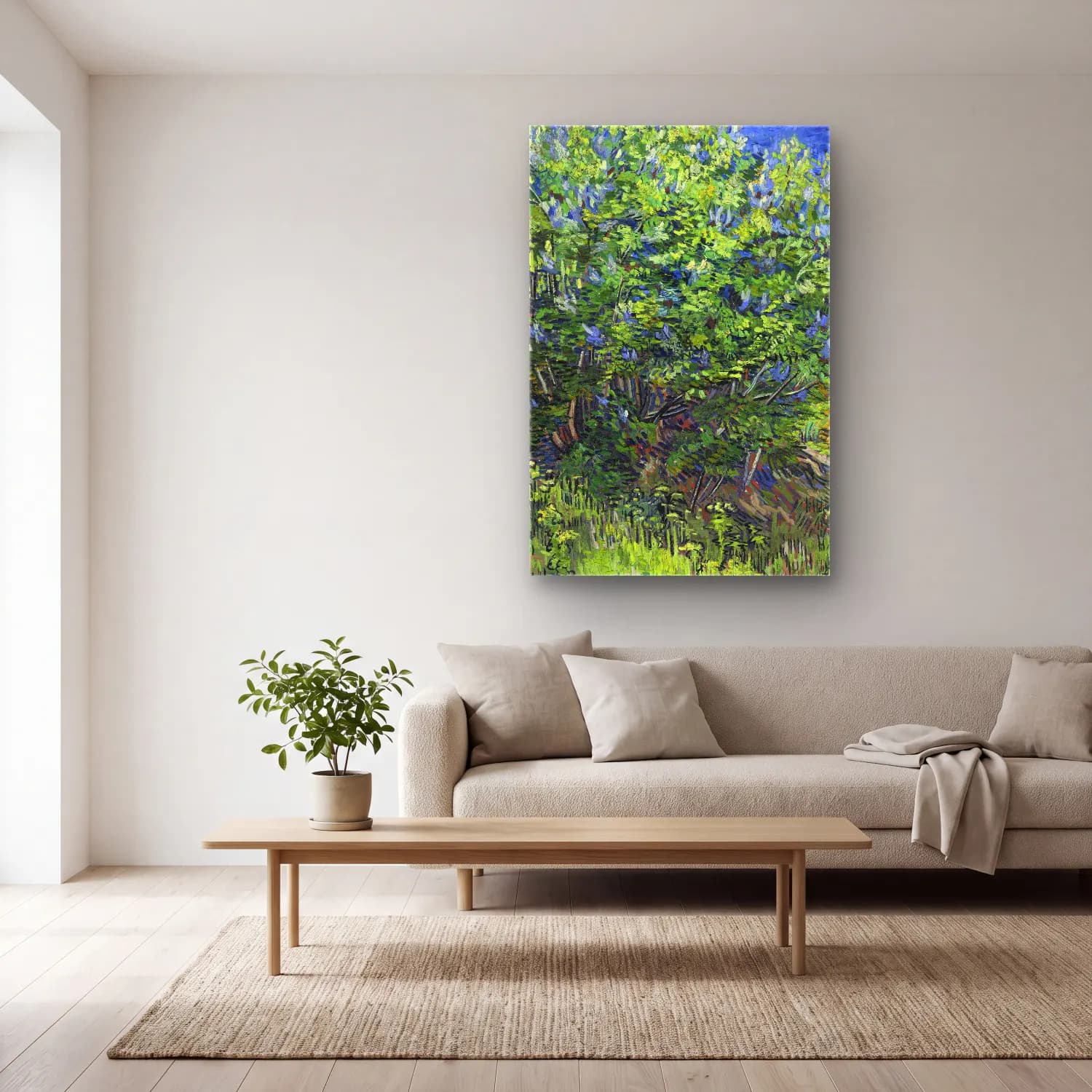 Vincent van Gogh – Lilac Bush cam tablo — açık renk salonda
