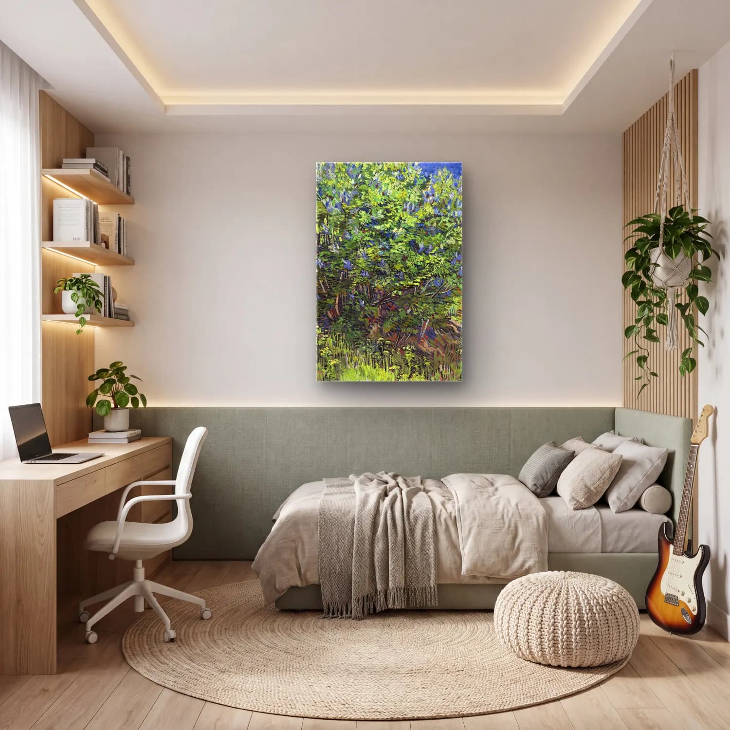 Vincent van Gogh – Lilac Bush cam tablo — genç odasında