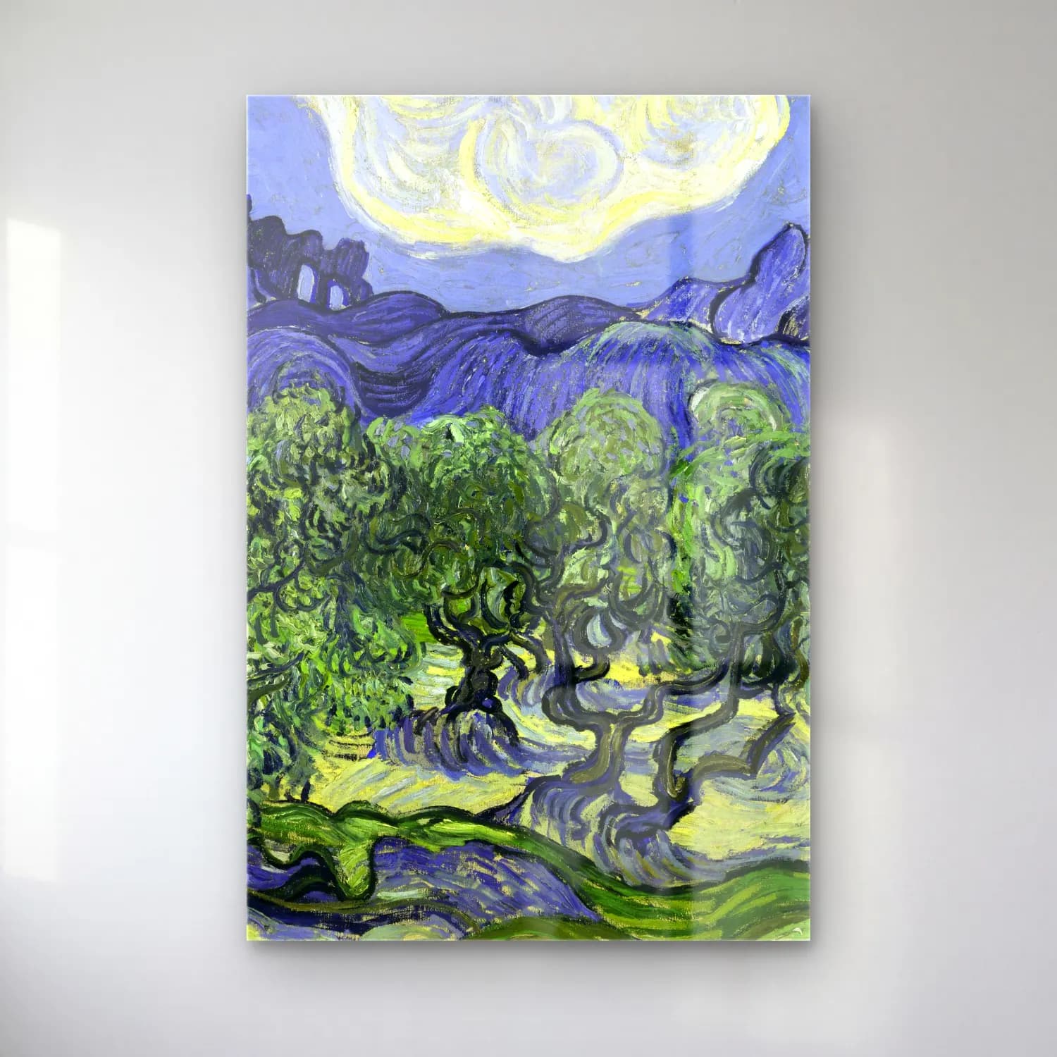 Vincent van Gogh – Olive Trees with the Alpilles in the Background cam tablo — Vincent van Gogh – Olive Trees with the Alpilles in the Background — empresyonist zeytin ve zeytinyağı