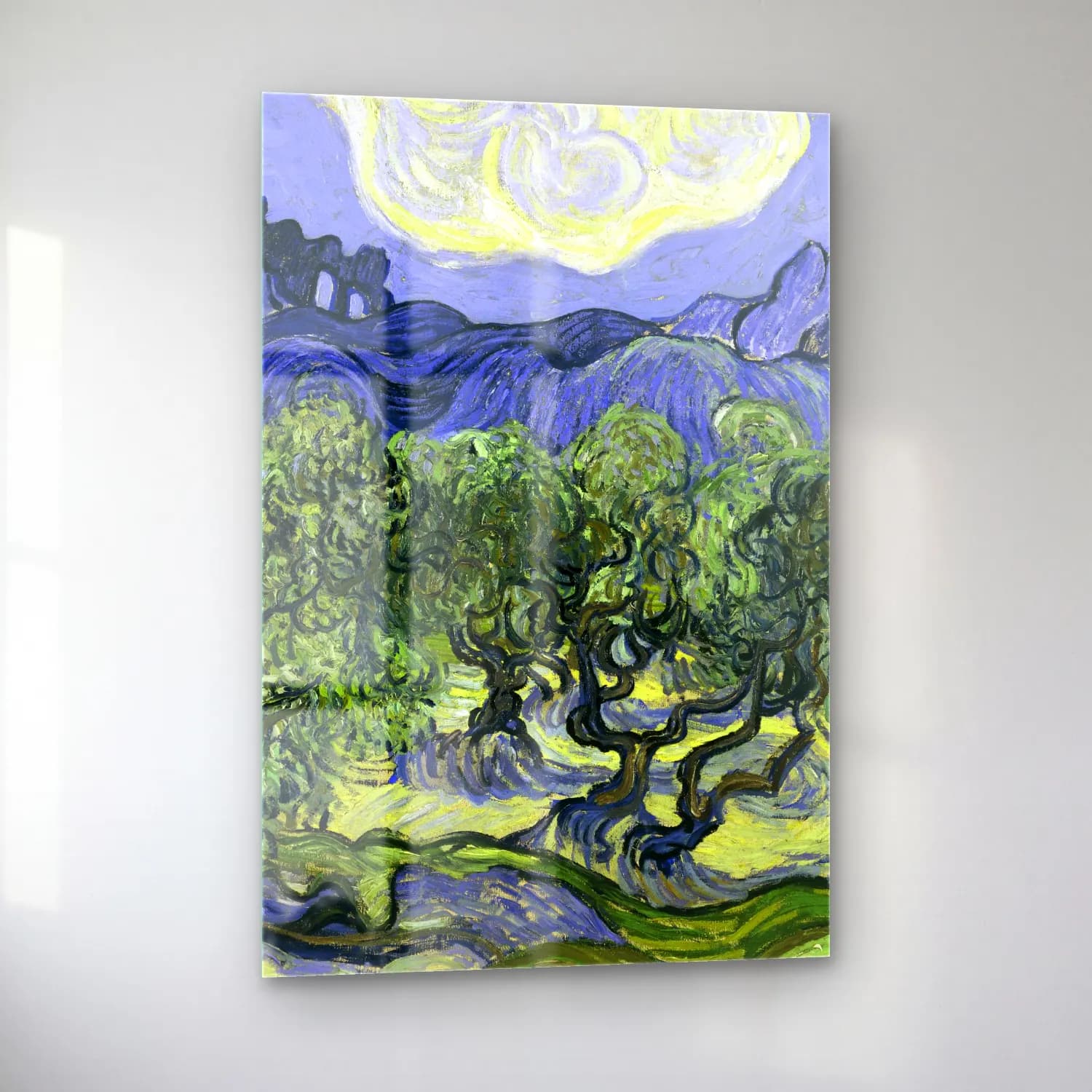 Vincent van Gogh – Olive Trees with the Alpilles in the Background cam tablo — sol açıdan görünüm