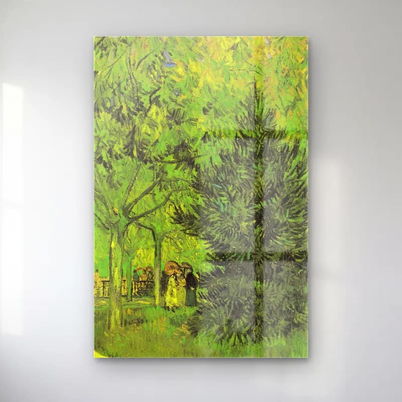 Vincent van Gogh – Path in the Park of Arles with Walkers cam tablo — Vincent van Gogh – Path in the Park of Arles with Walkers — empresyonist çiçek bahçesi