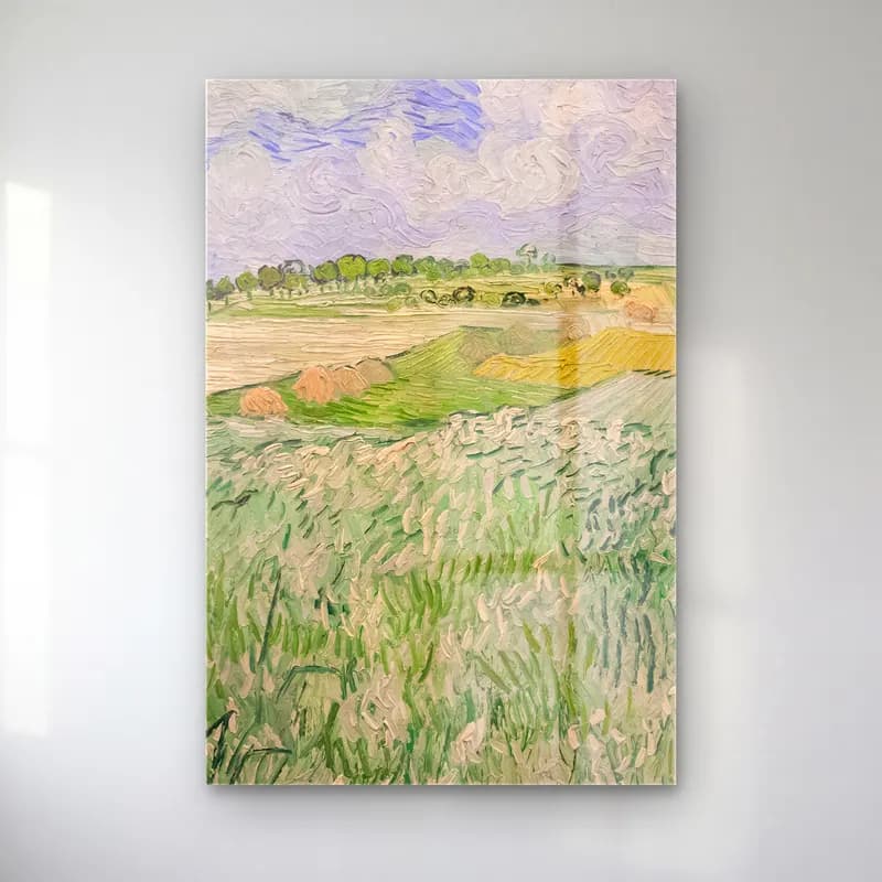 Vincent van Gogh – Plain near Auvers cam tablo — Vincent van Gogh – Plain near Auvers — empresyonist buğday tarlası
