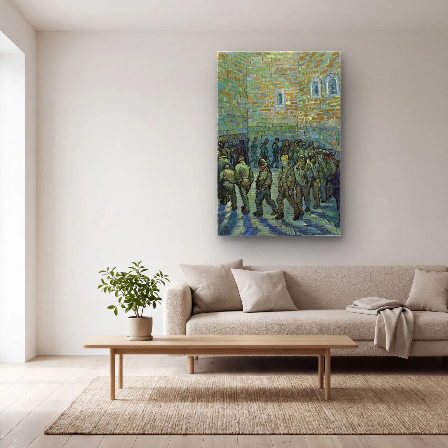 Vincent van Gogh – Prisoners Exercising cam tablo — açık renk salonda