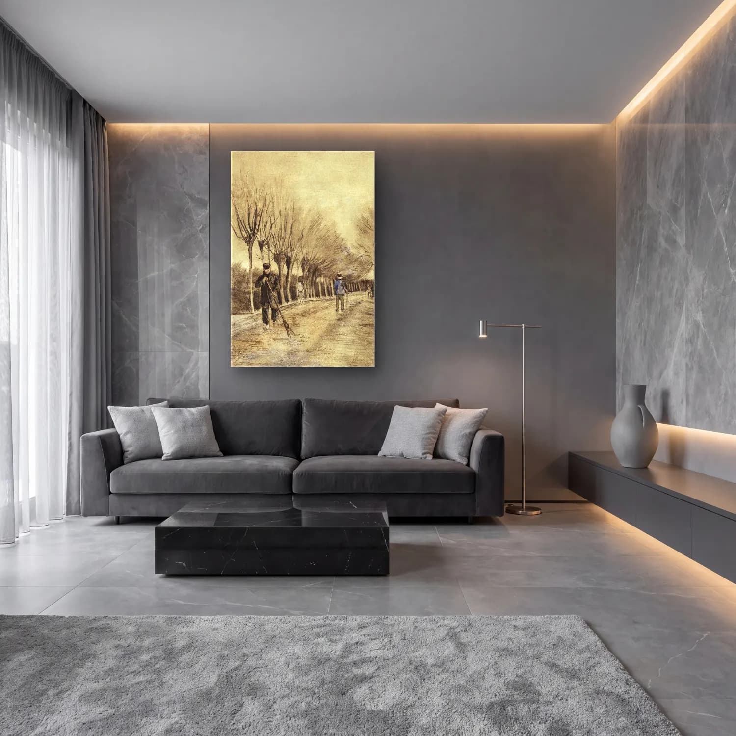 Vincent van Gogh – Road in Etten cam tablo — lüks salon duvarında