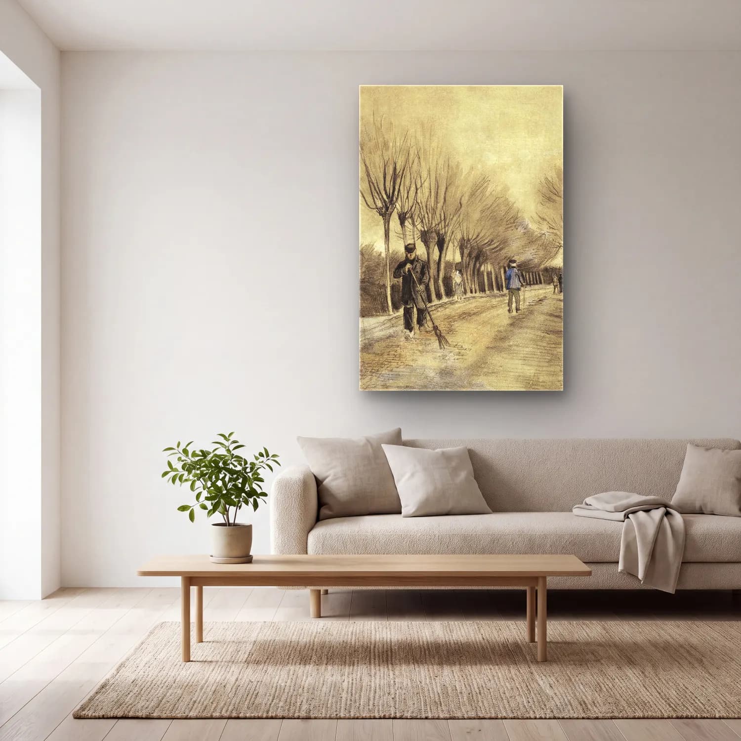Vincent van Gogh – Road in Etten cam tablo — açık renk salonda