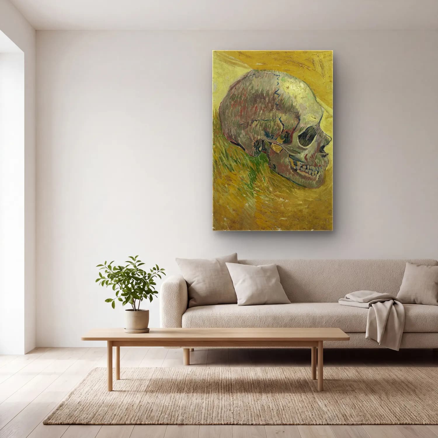 Vincent van Gogh – Skull cam tablo — açık renk salonda
