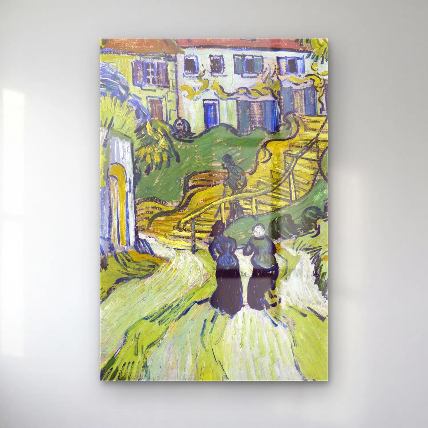 Vincent van Gogh – Stairway at Auvers cam tablo — Vincent van Gogh – Stairway at Auvers — empresyonist köy sokağı