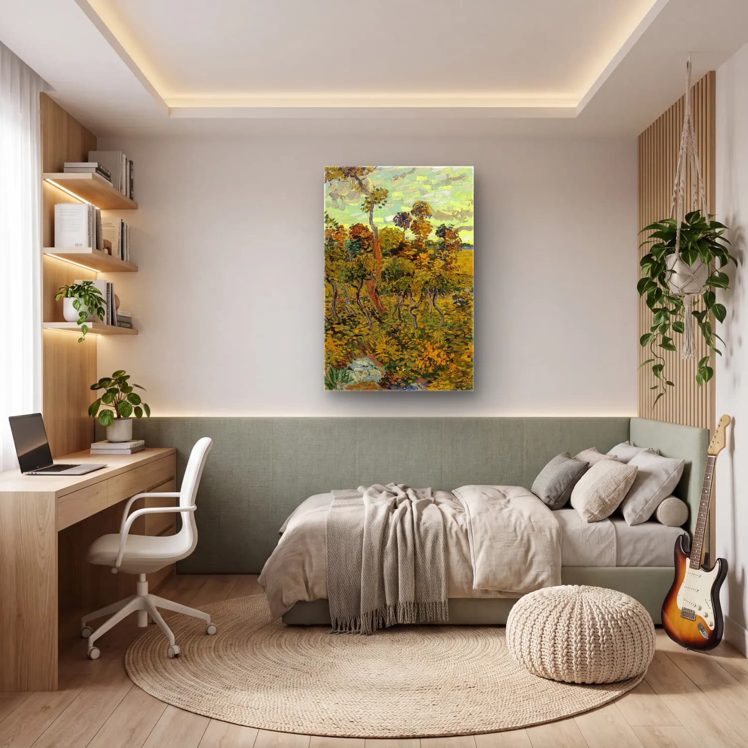 Vincent van Gogh – Sunset at Montmajour cam tablo — genç odasında