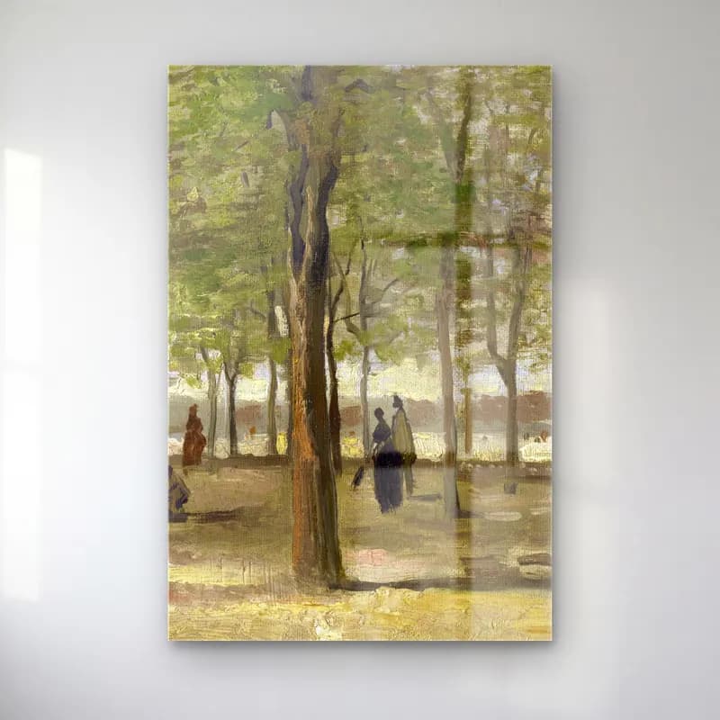 Vincent van Gogh – Terrace in the Luxembourg Gardens cam tablo — Vincent van Gogh – Terrace in the Luxembourg Gardens — empresyonist sahilde i̇nsanlar