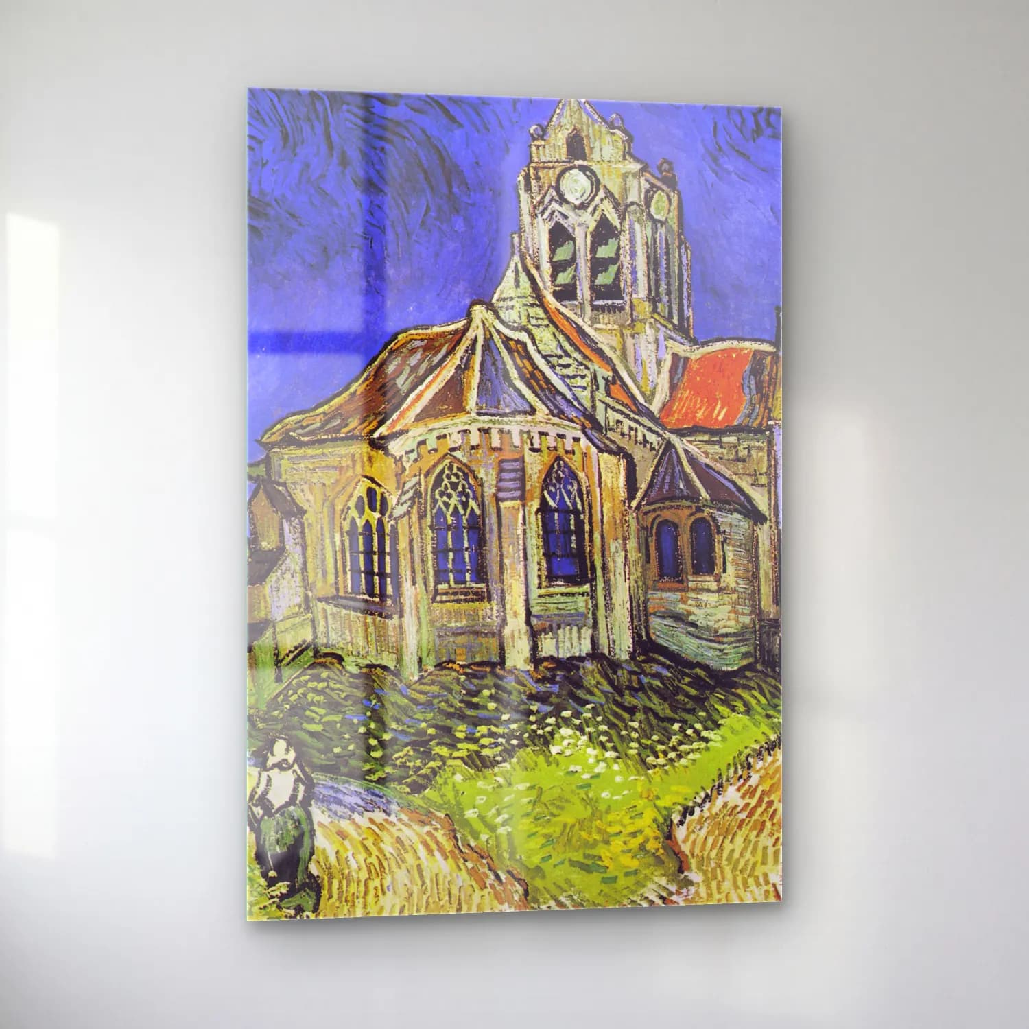 Vincent van Gogh – The Church at Auvers cam tablo — sol açıdan görünüm