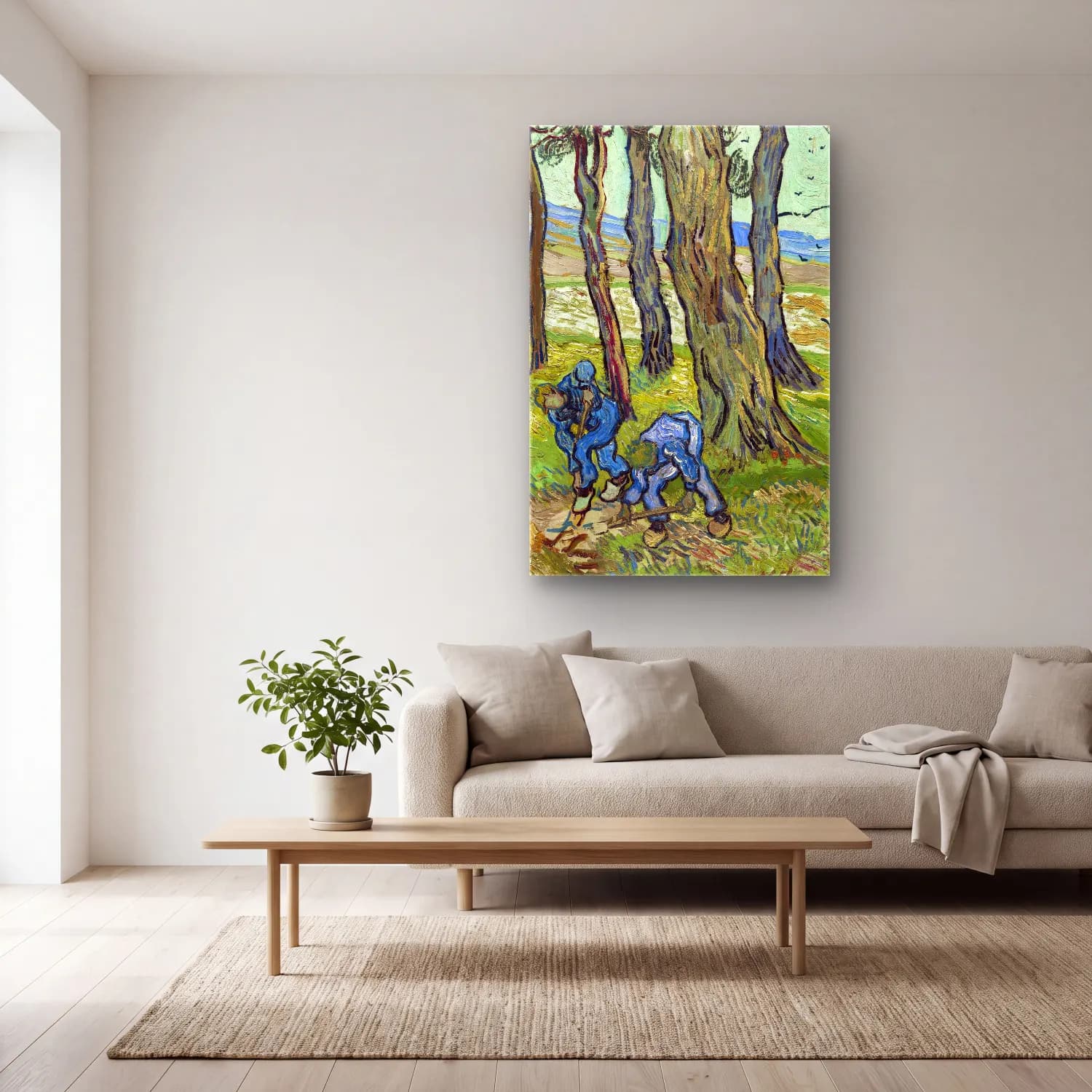 Vincent van Gogh – The Diggers cam tablo — açık renk salonda