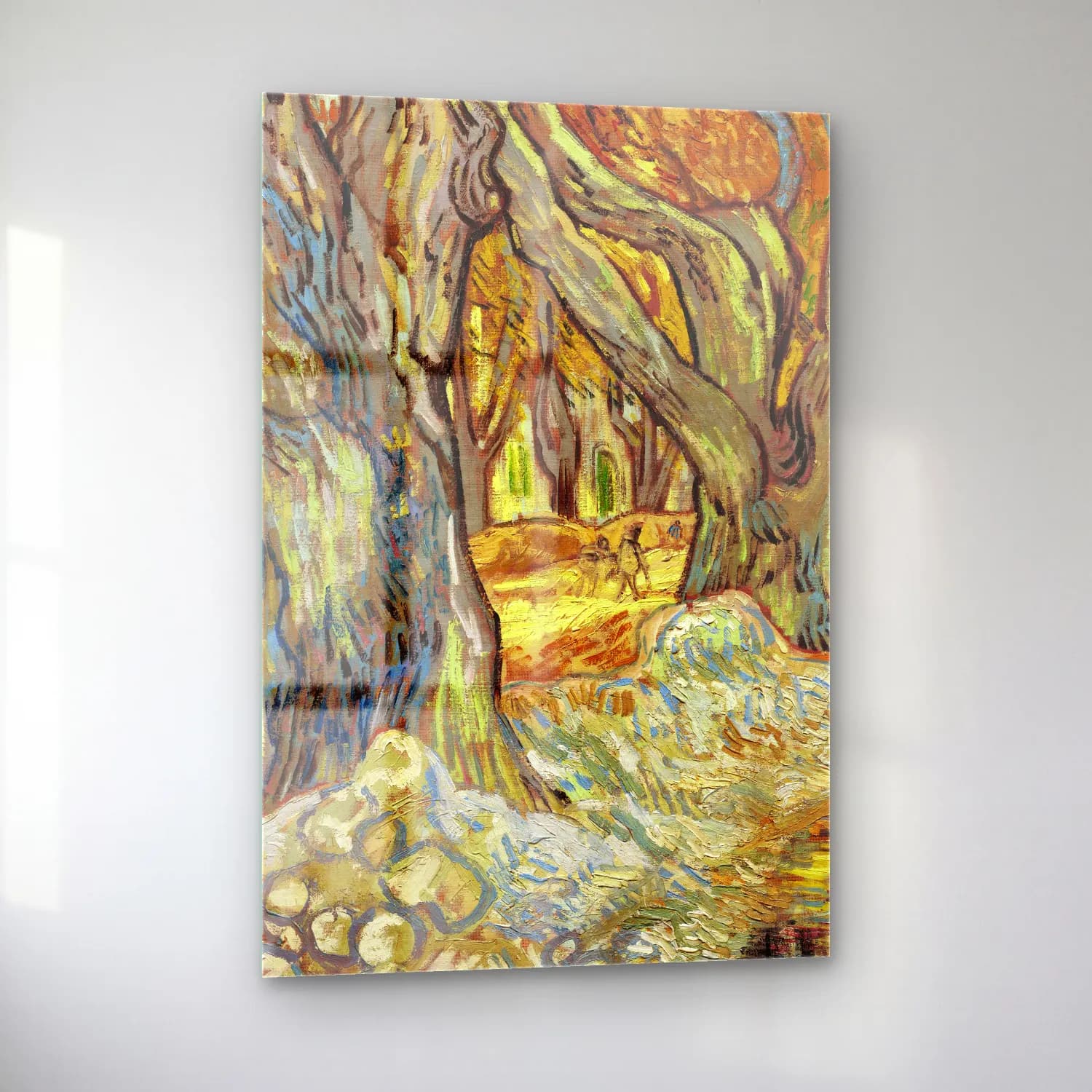 Vincent van Gogh – The Large Plane Trees (Road Menders at Saint-Rémy) cam tablo — sol açıdan görünüm