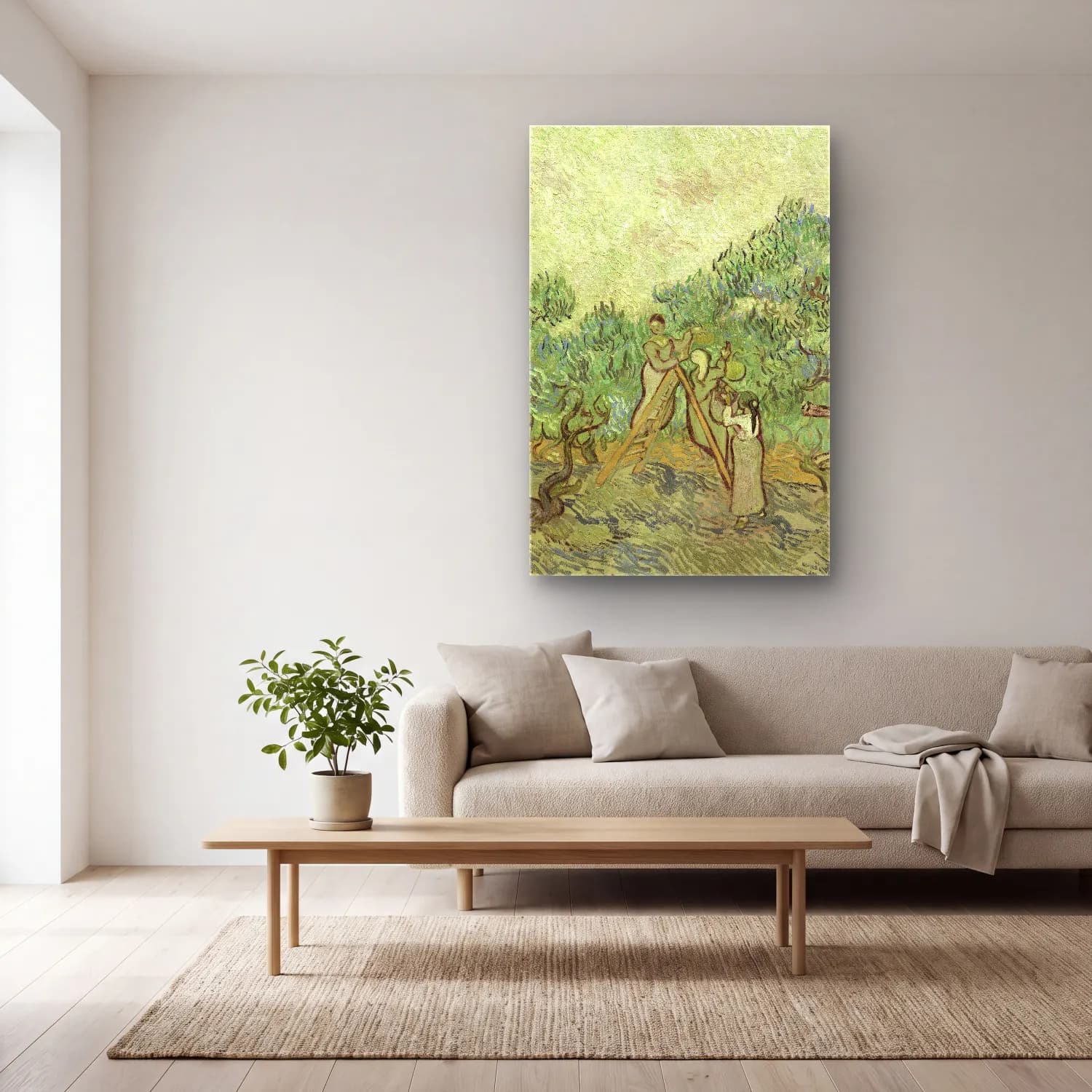 Vincent van Gogh – The Olive Orchard cam tablo — açık renk salonda