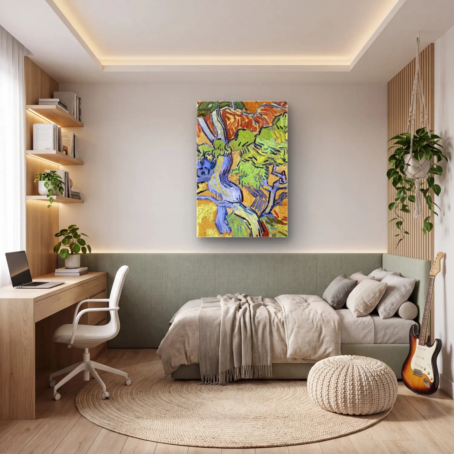 Vincent van Gogh – Tree Roots cam tablo — genç odasında