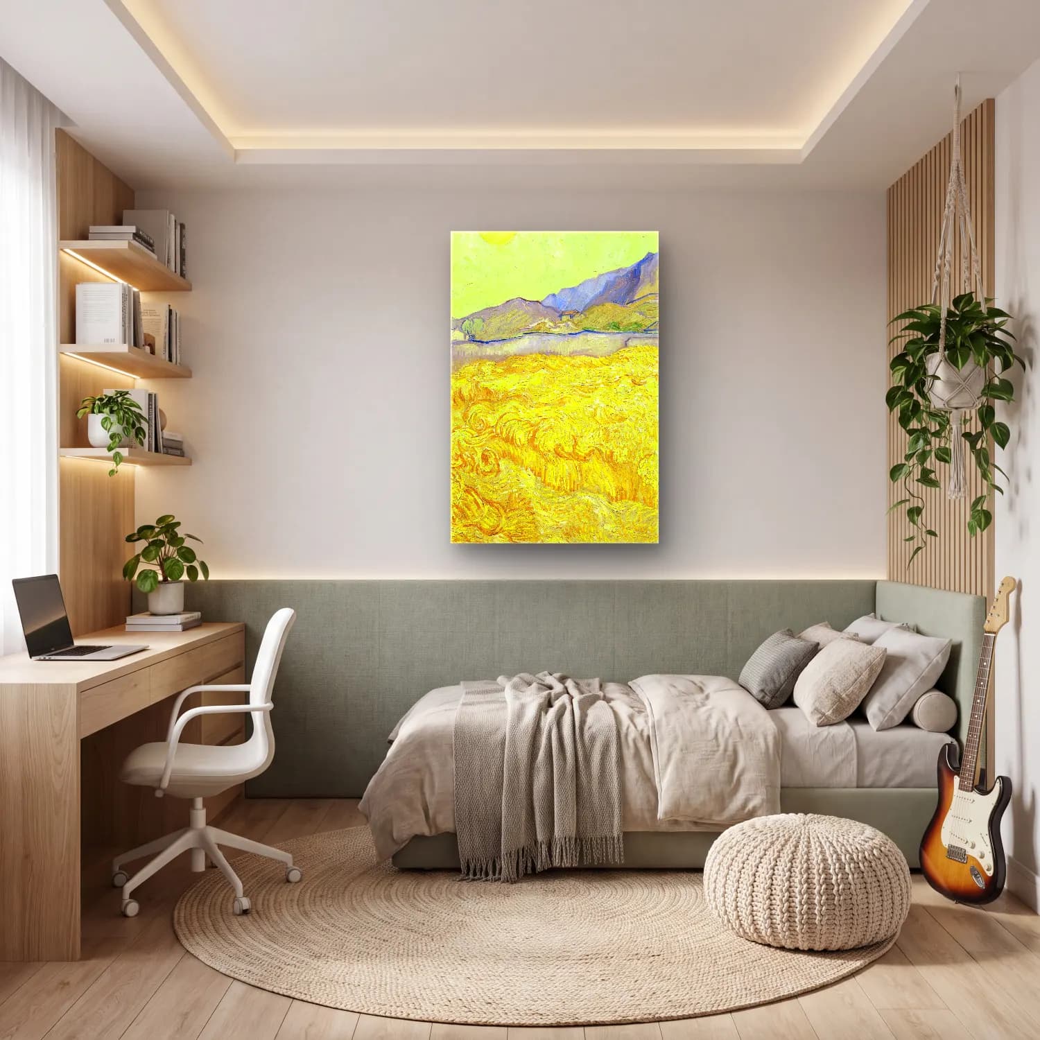 Vincent van Gogh – Wheatfield with a reaper cam tablo — genç odasında
