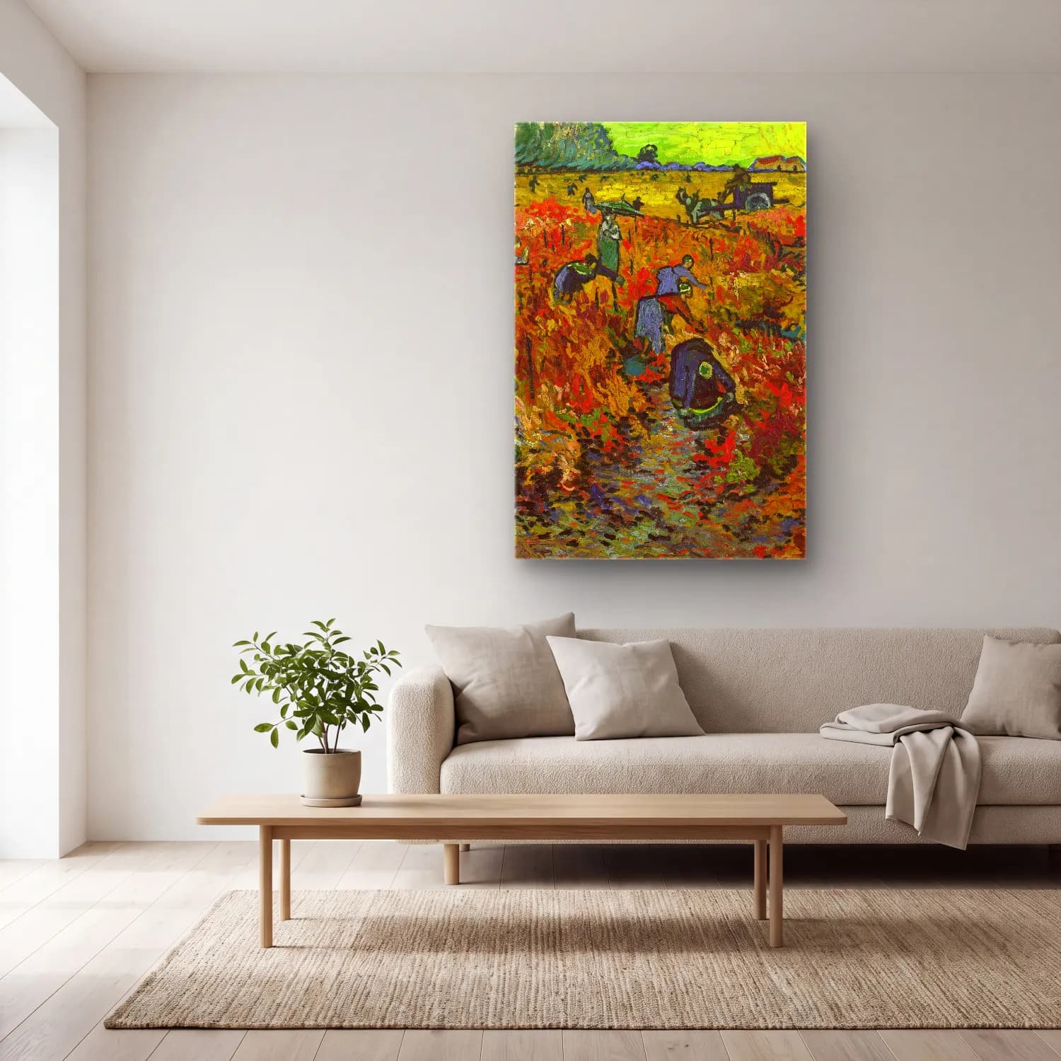 Vincent van Gogh – he Red Vineyard cam tablo — açık renk salonda