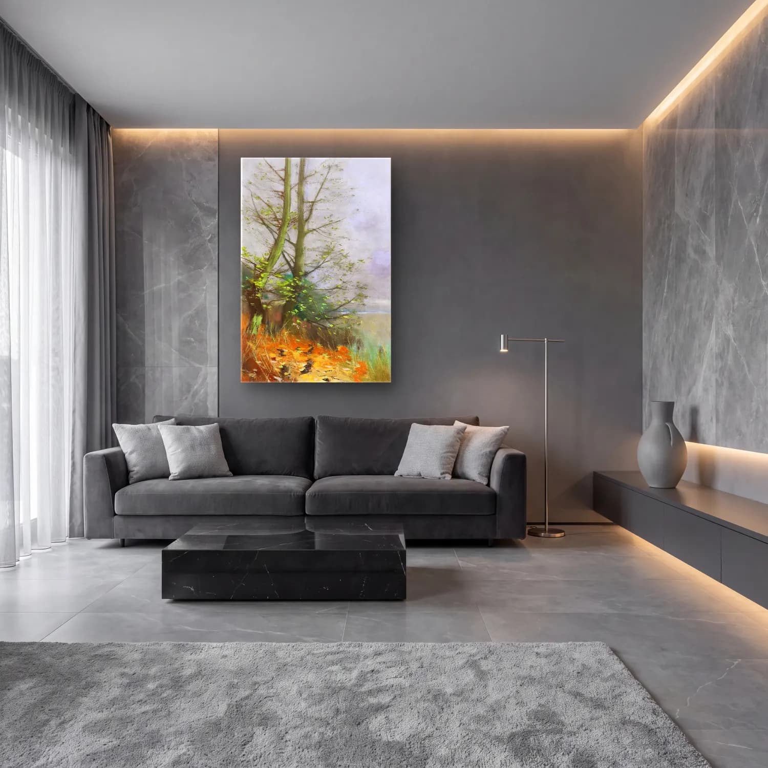 Karl Hagemeister – Herbst – Pastel Tonlar cam tablo — lüks salon duvarında