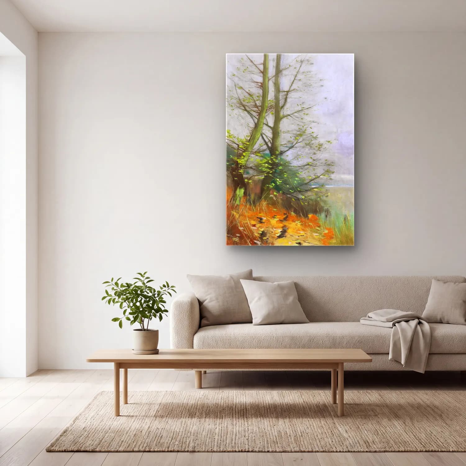 Karl Hagemeister – Herbst – Pastel Tonlar cam tablo — açık renk salonda