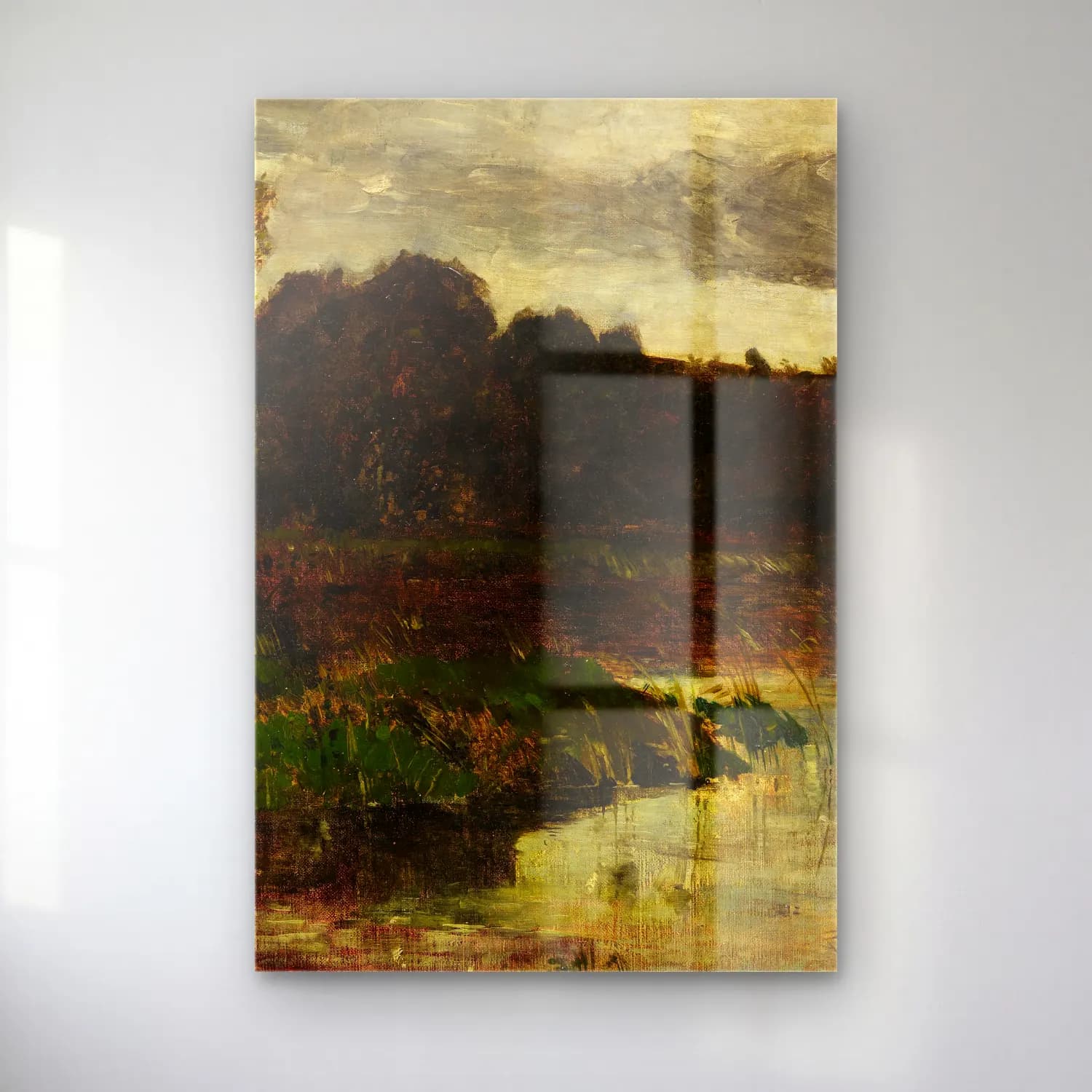Karl Hagemeister – Märkische Landschaft cam tablo — Karl Hagemeister – Märkische Landschaft — yağlı boya gün batımında göl