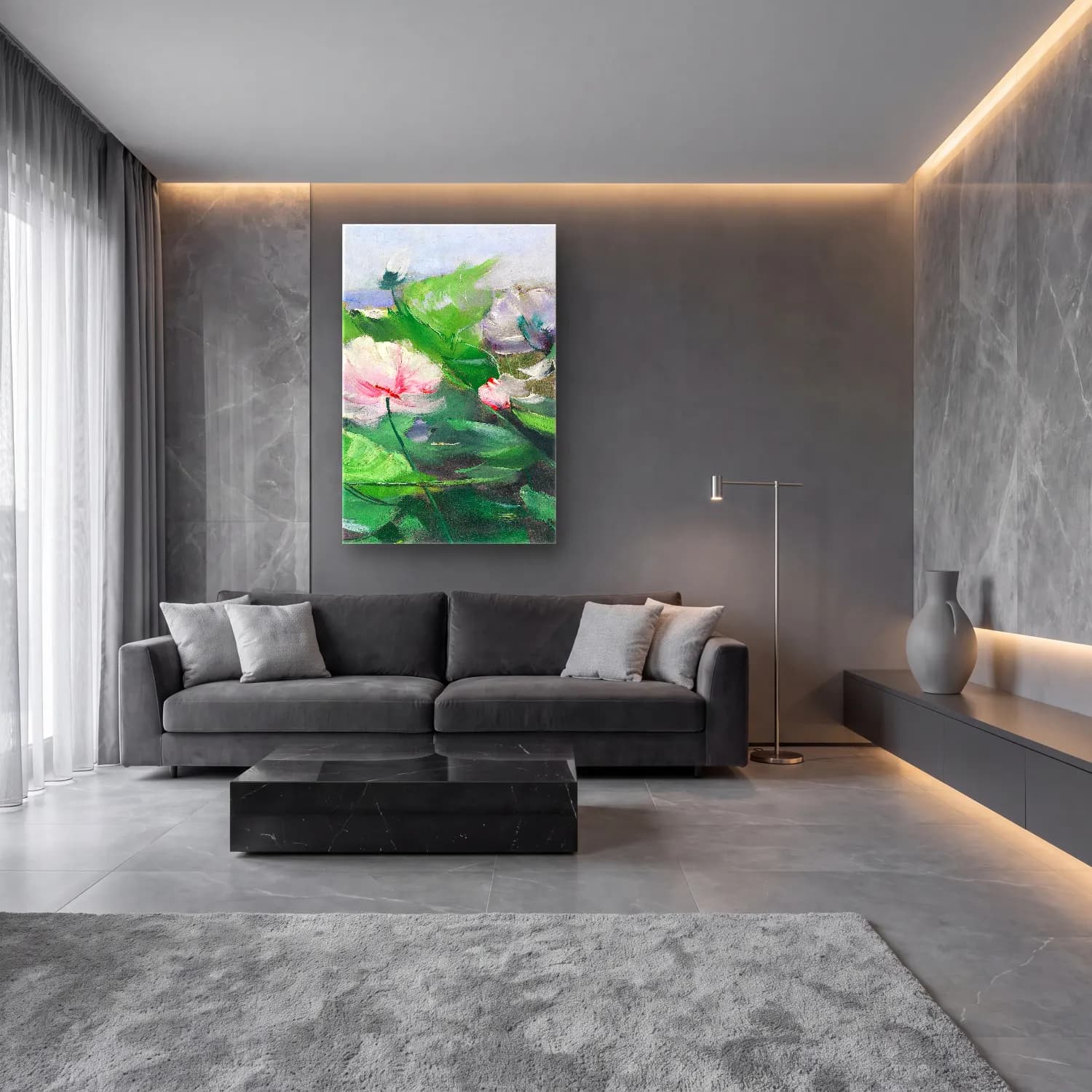 Karl Hagemeister – Wasserrosen – Pastel Tonlar cam tablo — lüks salon duvarında