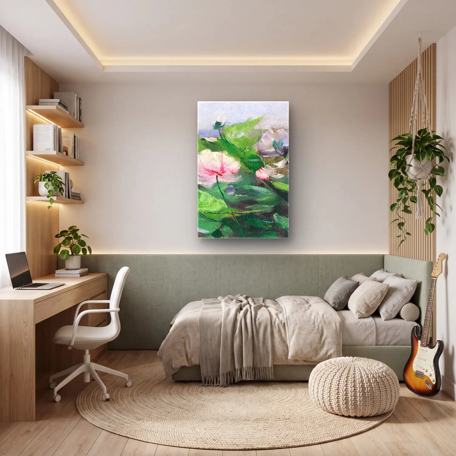 Karl Hagemeister – Wasserrosen – Pastel Tonlar cam tablo — genç odasında