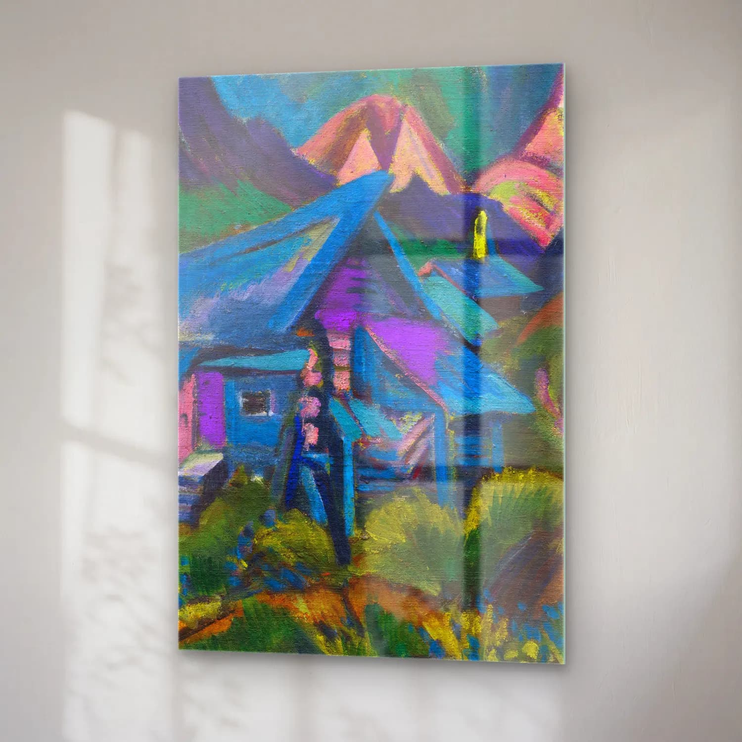 Ernst Ludwig Kirchner – Alphütten und Tinzenhorn – Mavi Tonlar cam tablo — sağ açıdan görünüm