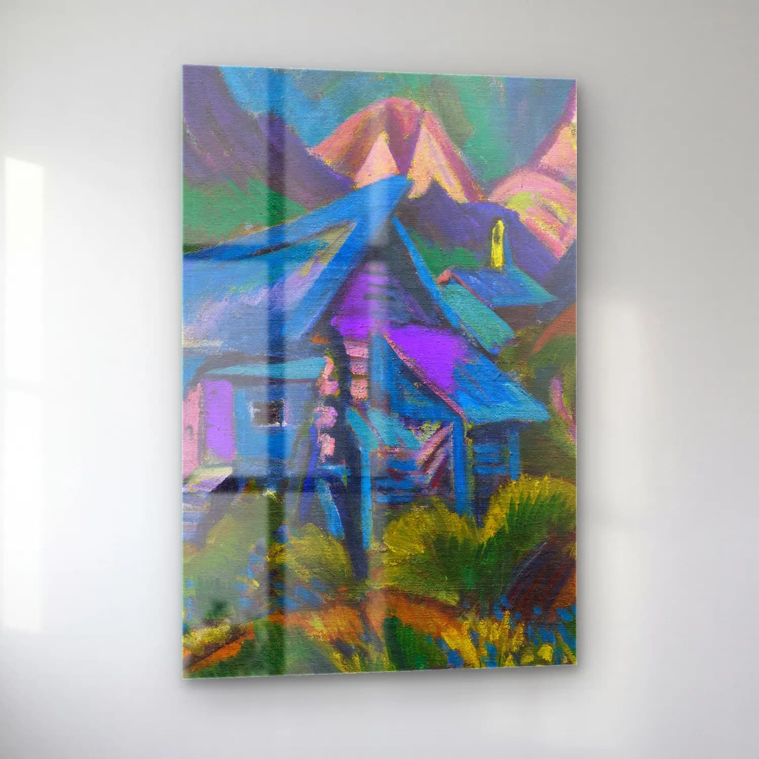 Ernst Ludwig Kirchner – Alphütten und Tinzenhorn – Mavi Tonlar cam tablo — sol açıdan görünüm
