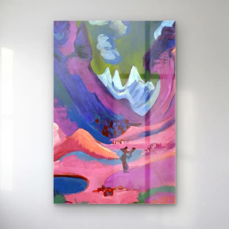 Ernst Ludwig Kirchner – Amselfluh – Mor Tonlar cam tablo — Ernst Ludwig Kirchner – Amselfluh – Mor Tonlar — empresyonist renk alanları