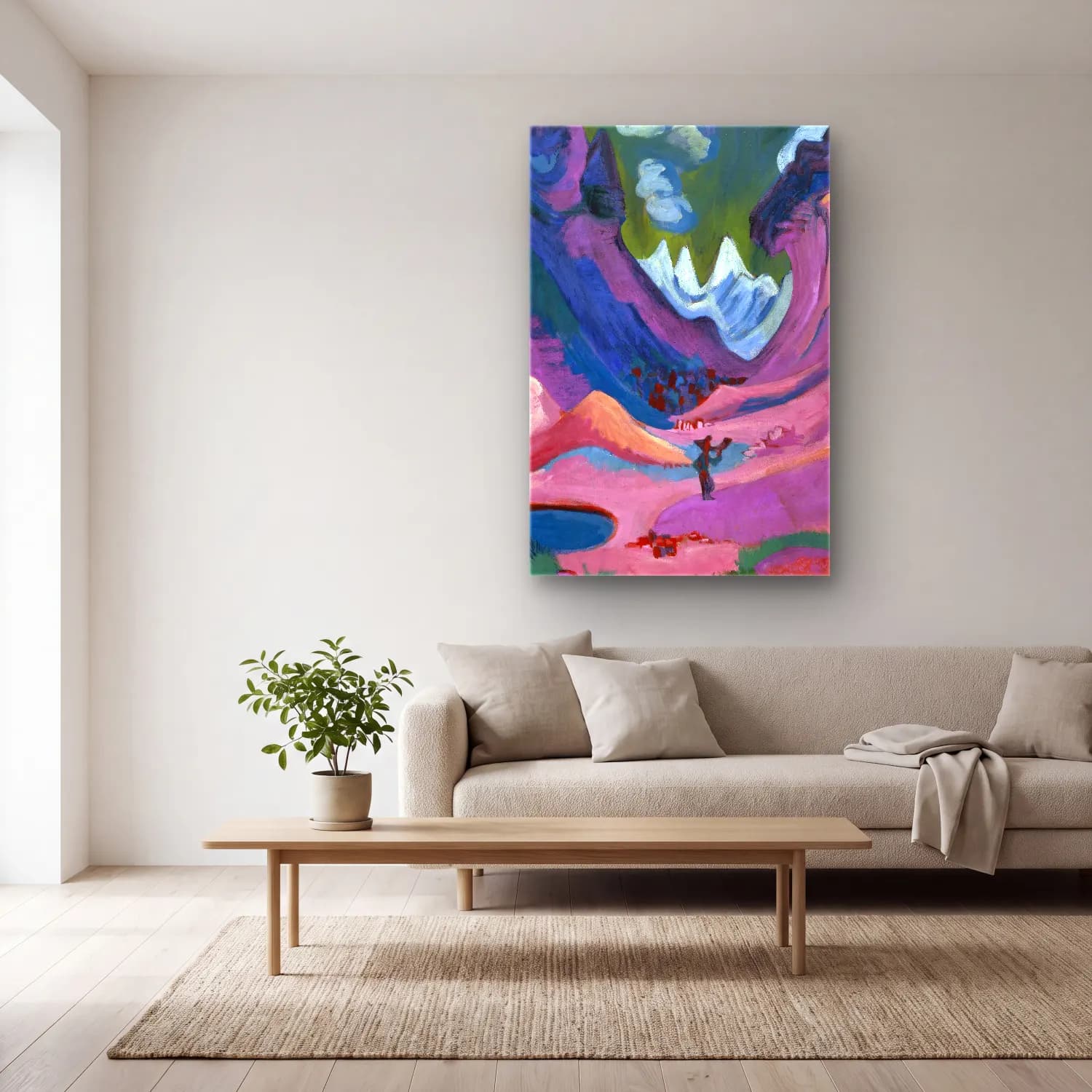 Ernst Ludwig Kirchner – Amselfluh – Mor Tonlar cam tablo — açık renk salonda